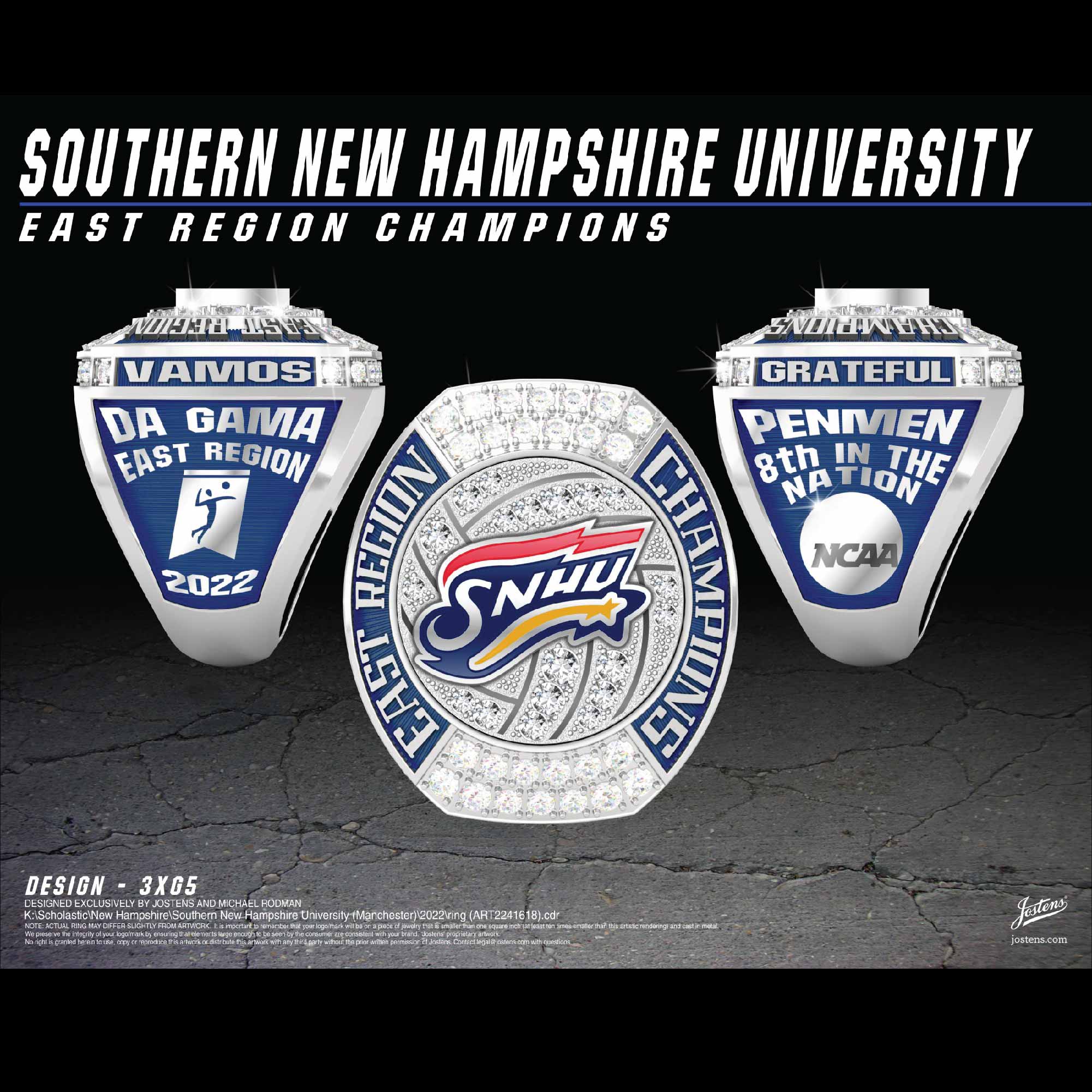 Southern New Hampshire University Women's Volleyball 2022 East Region Championship Ring