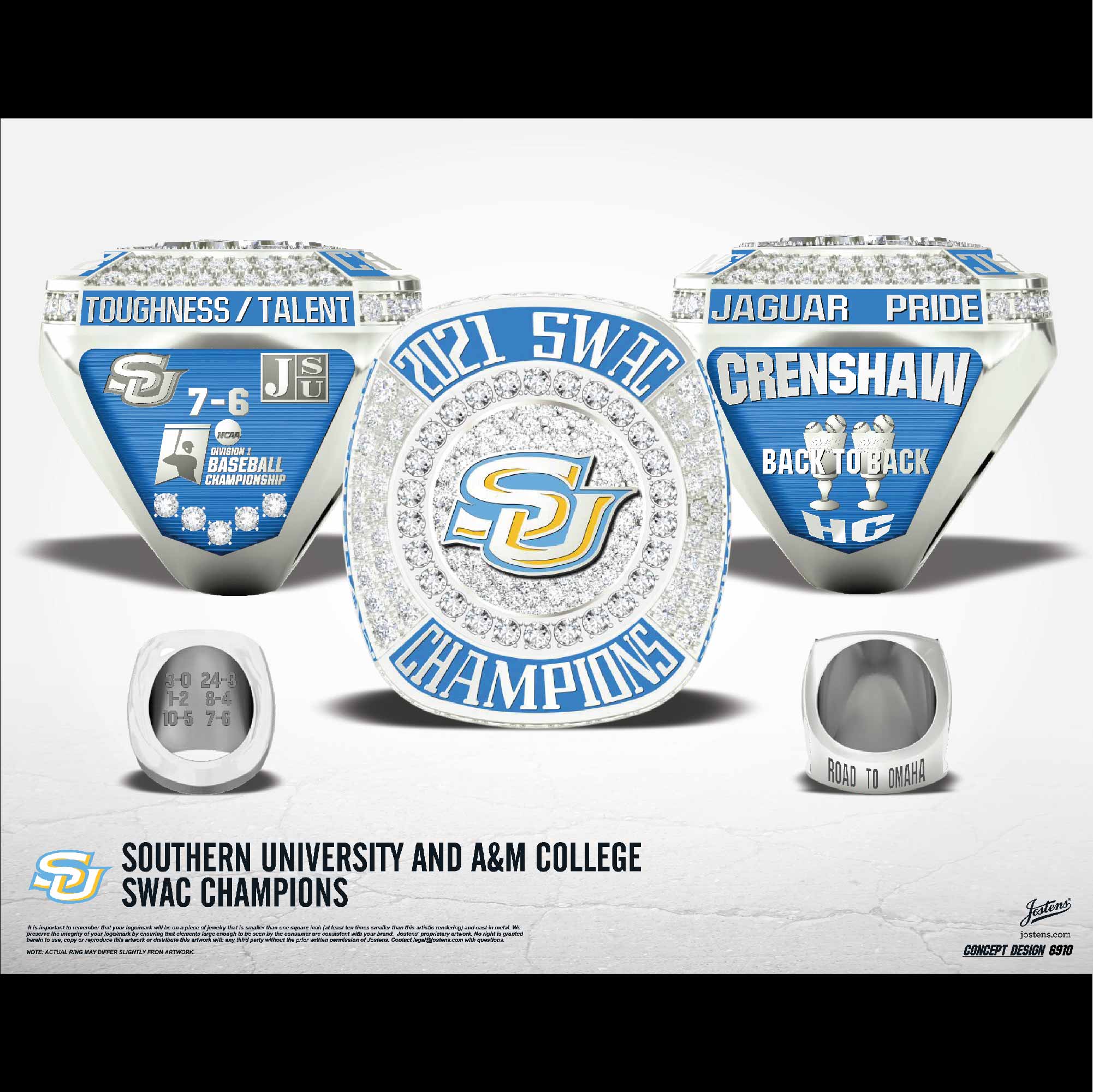 Southern University And A&M College Men's Baseball 2021 SWAC Championship Ring