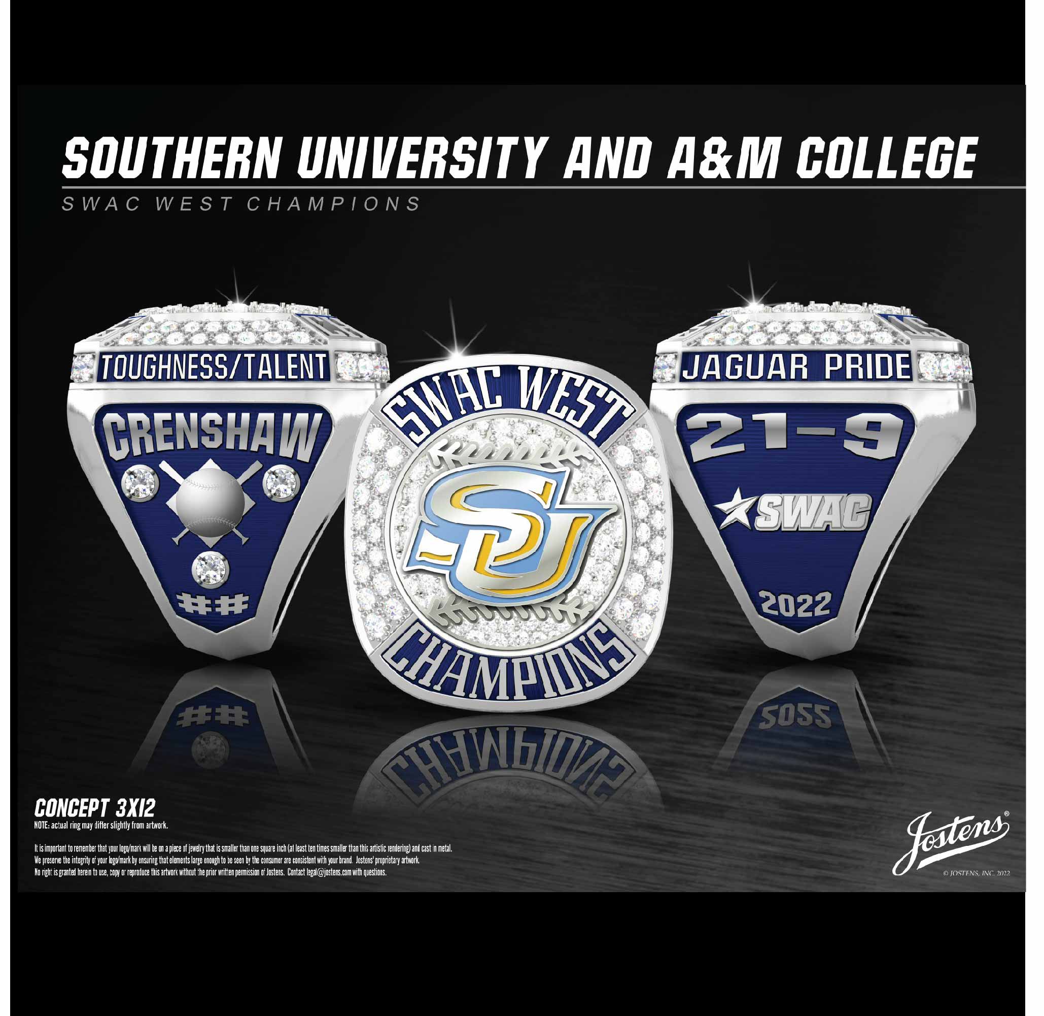 Southern University And A&M College Baseball 2022 SWAC West Championship Ring