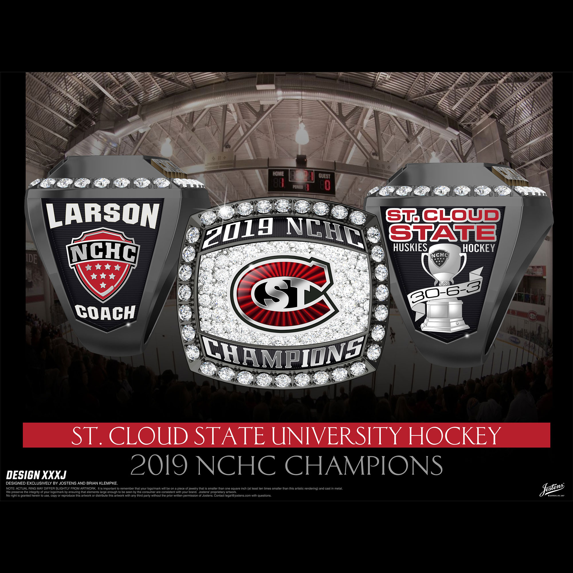 St. Cloud State University Men's Ice Hockey 2016 NCHC Championship Ring