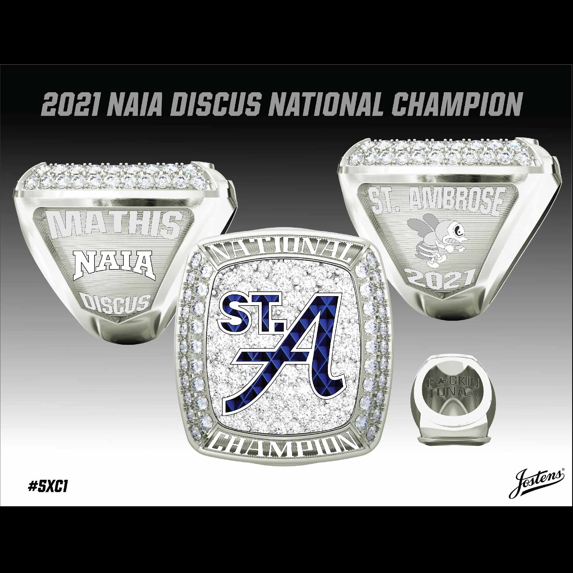 St. Ambrose College Men's Track And Field 2021 NAIA Championship Ring