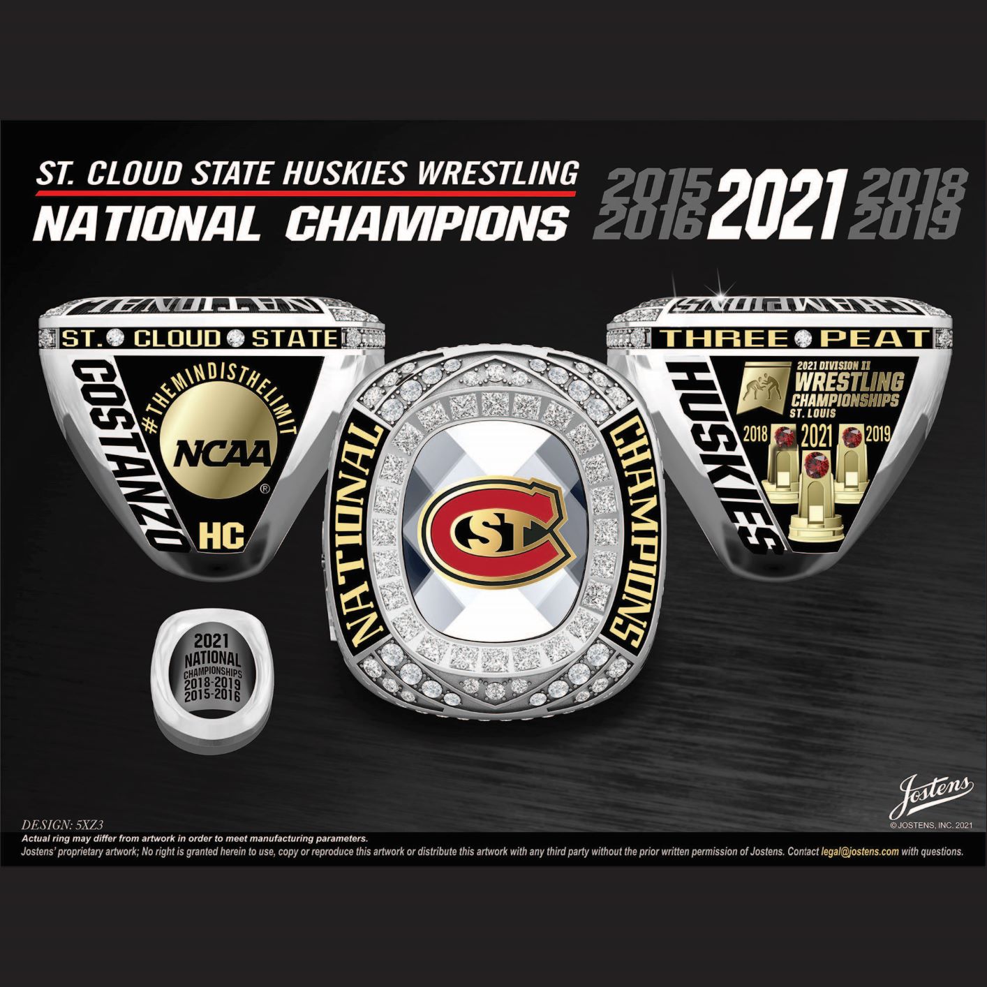 St. Cloud State University Men's Wrestling 2021 National Championship Ring