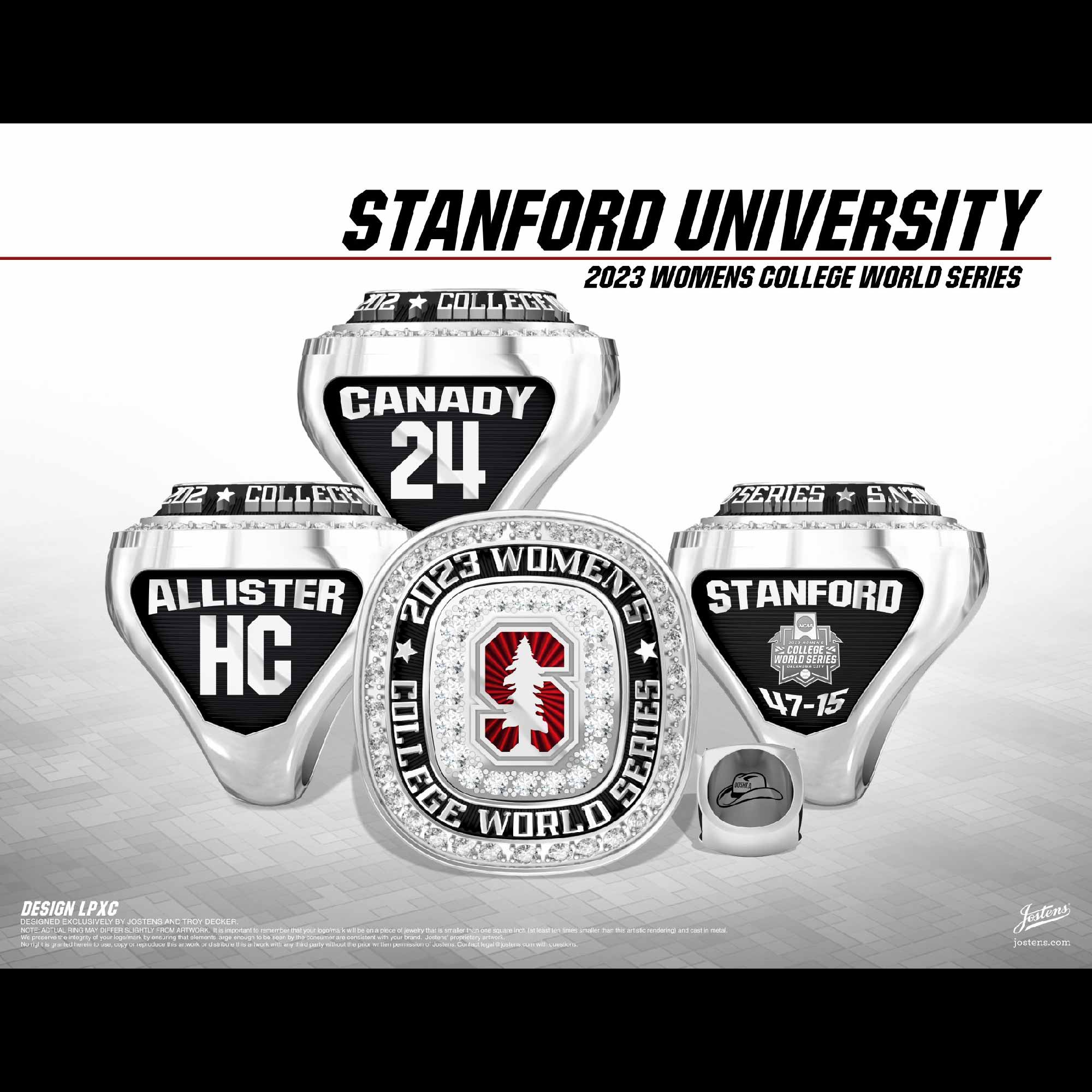 Stanford Univeristy Women's Softball 2023 Women's College World Series Championship Ring