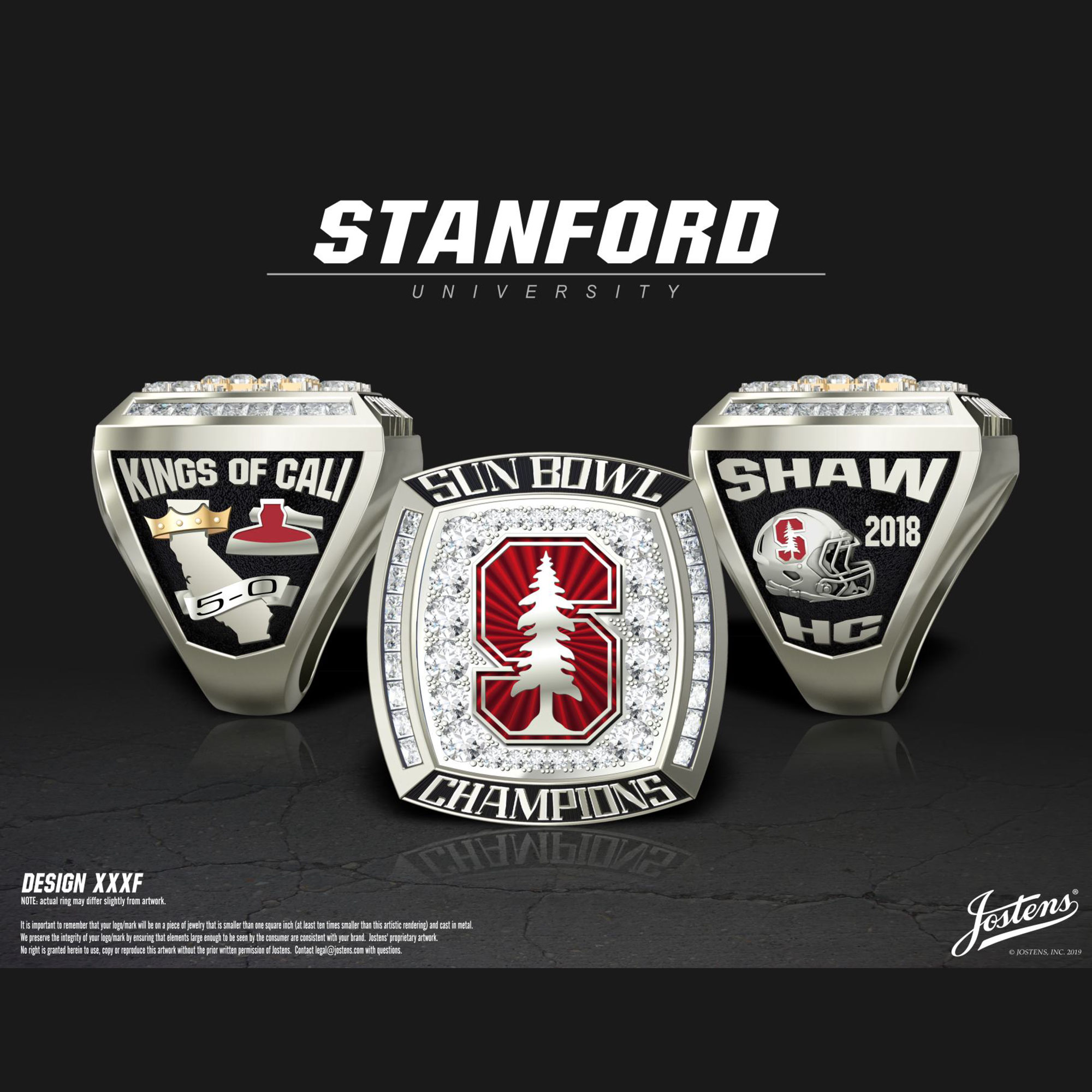 Stanford University Men's Football 2018 Sun Bowl Championship Ring
