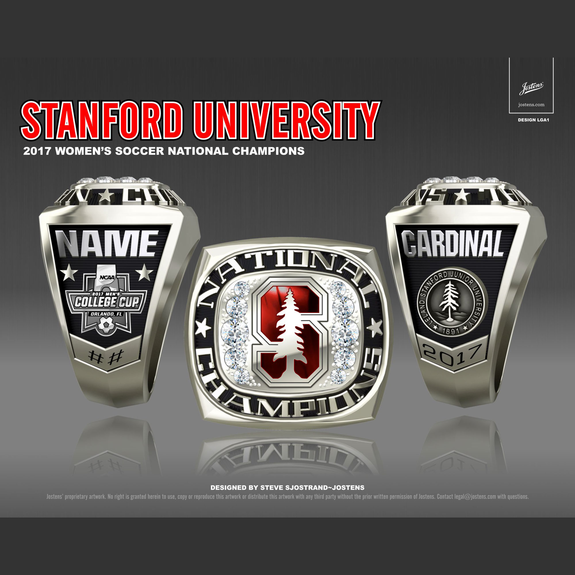 Stanford University Women's Soccer 2017 National Championship Ring