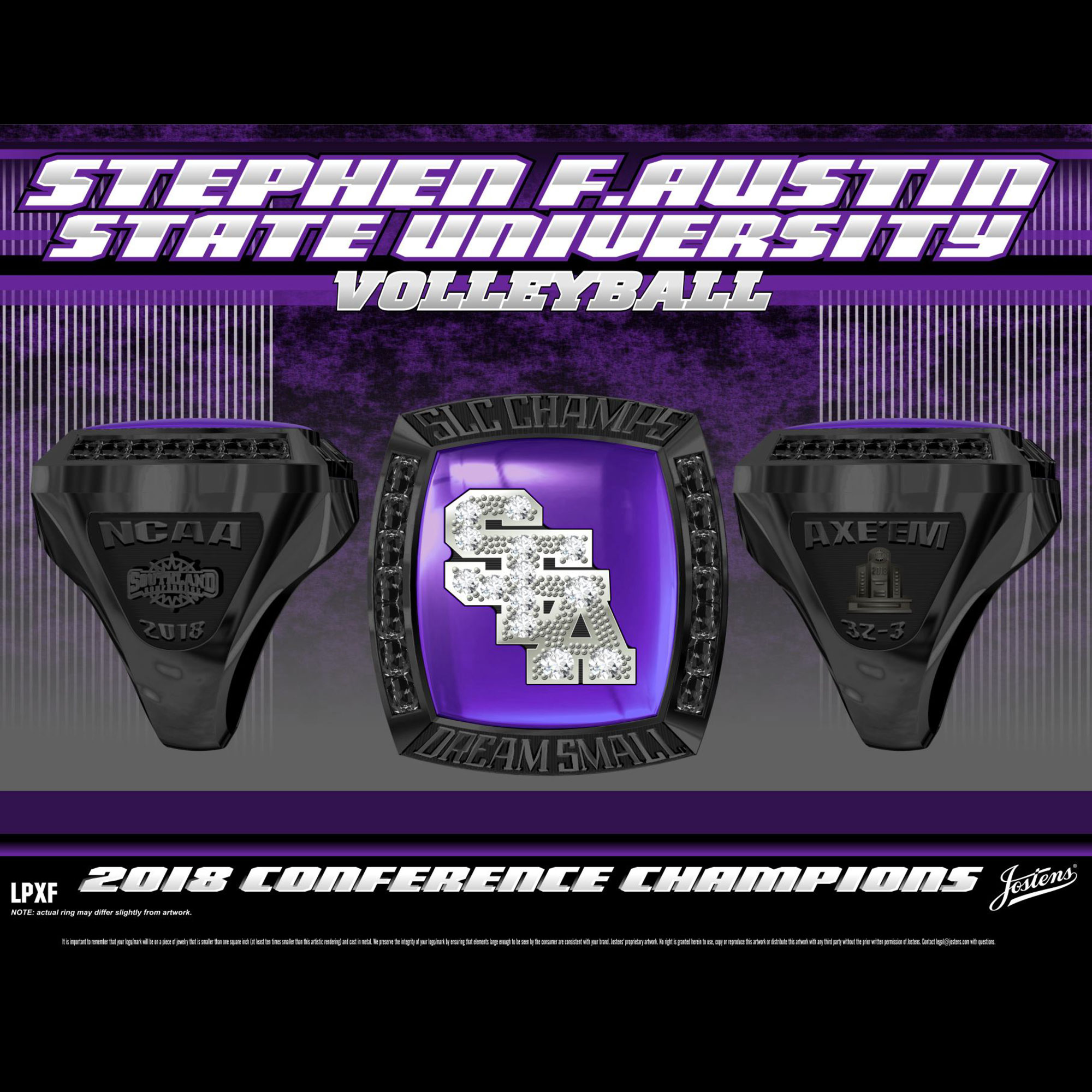 Stephen F. Austin State University Women's Volleyball 2018 Southland Championship Ring