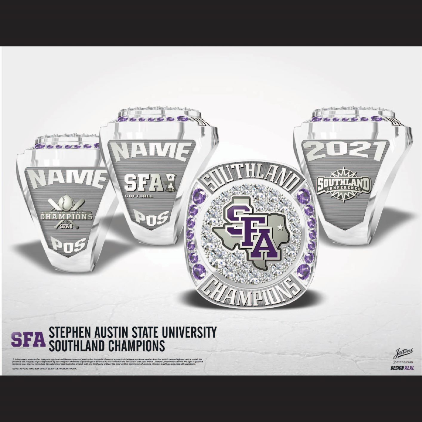 Stephen F. Austin State University Women's Softball 2021 Southland Championship Ring