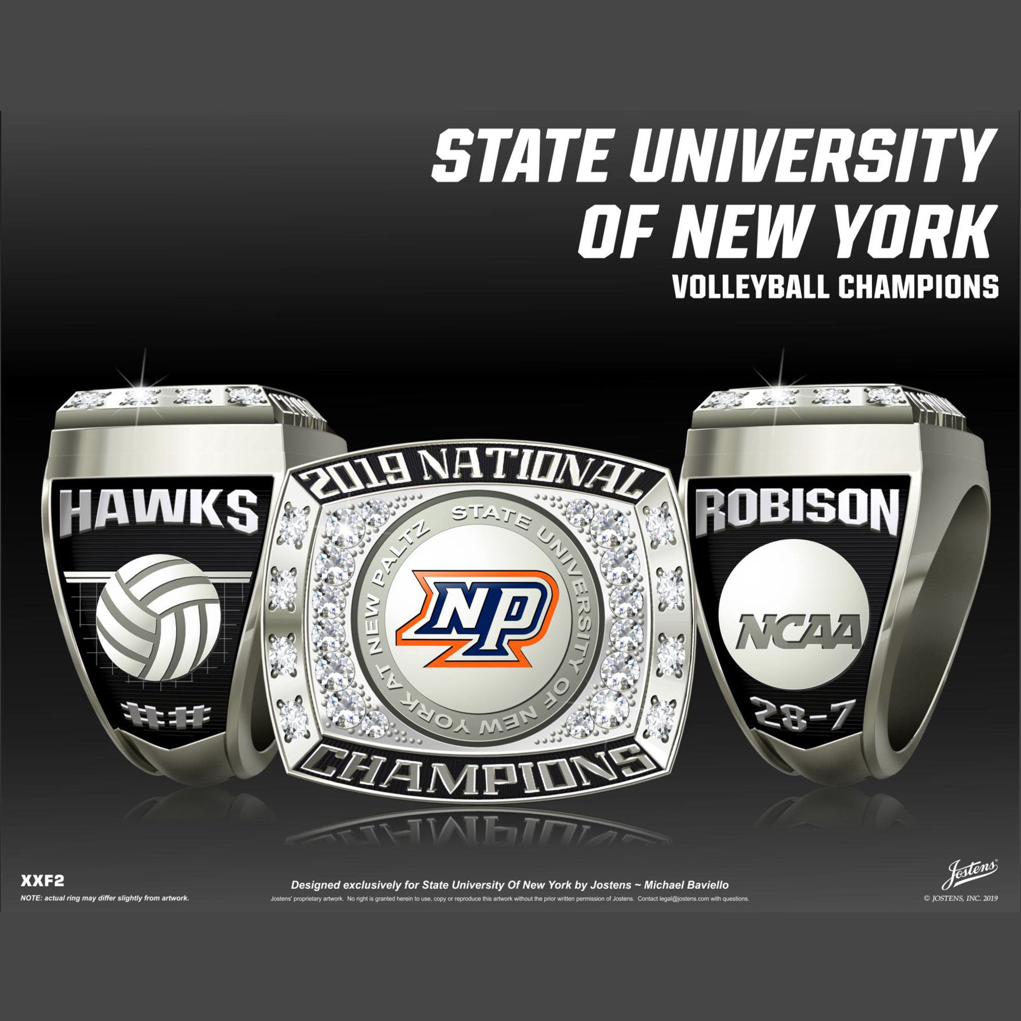 SUNY New Paltz Men's Volleyball 2019 National Championship Ring