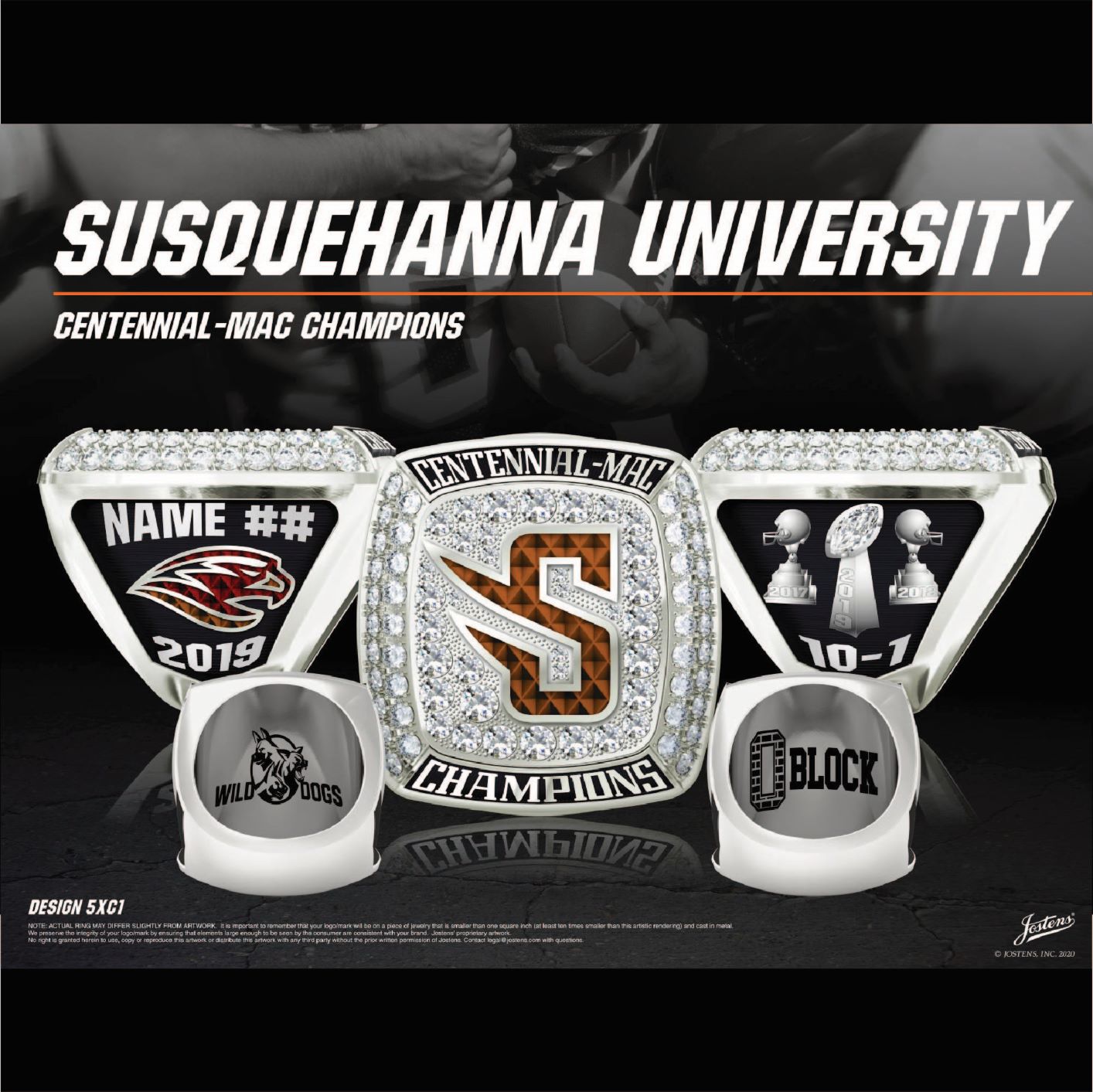 Susquehanna University Men's Football 2019 MAC Championship Ring