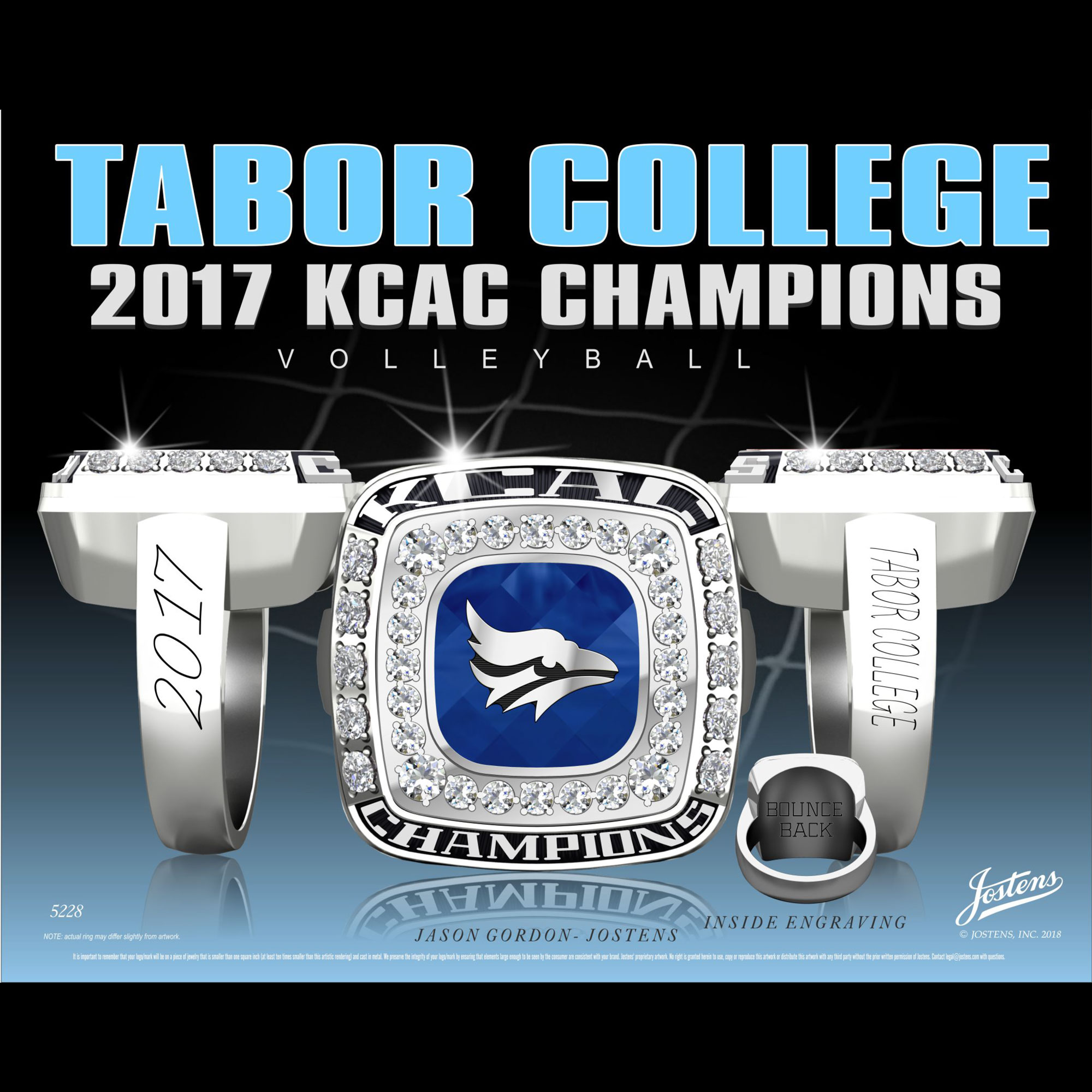 Tabor College Women's Volleyball 2017 KCAC Championship Ring