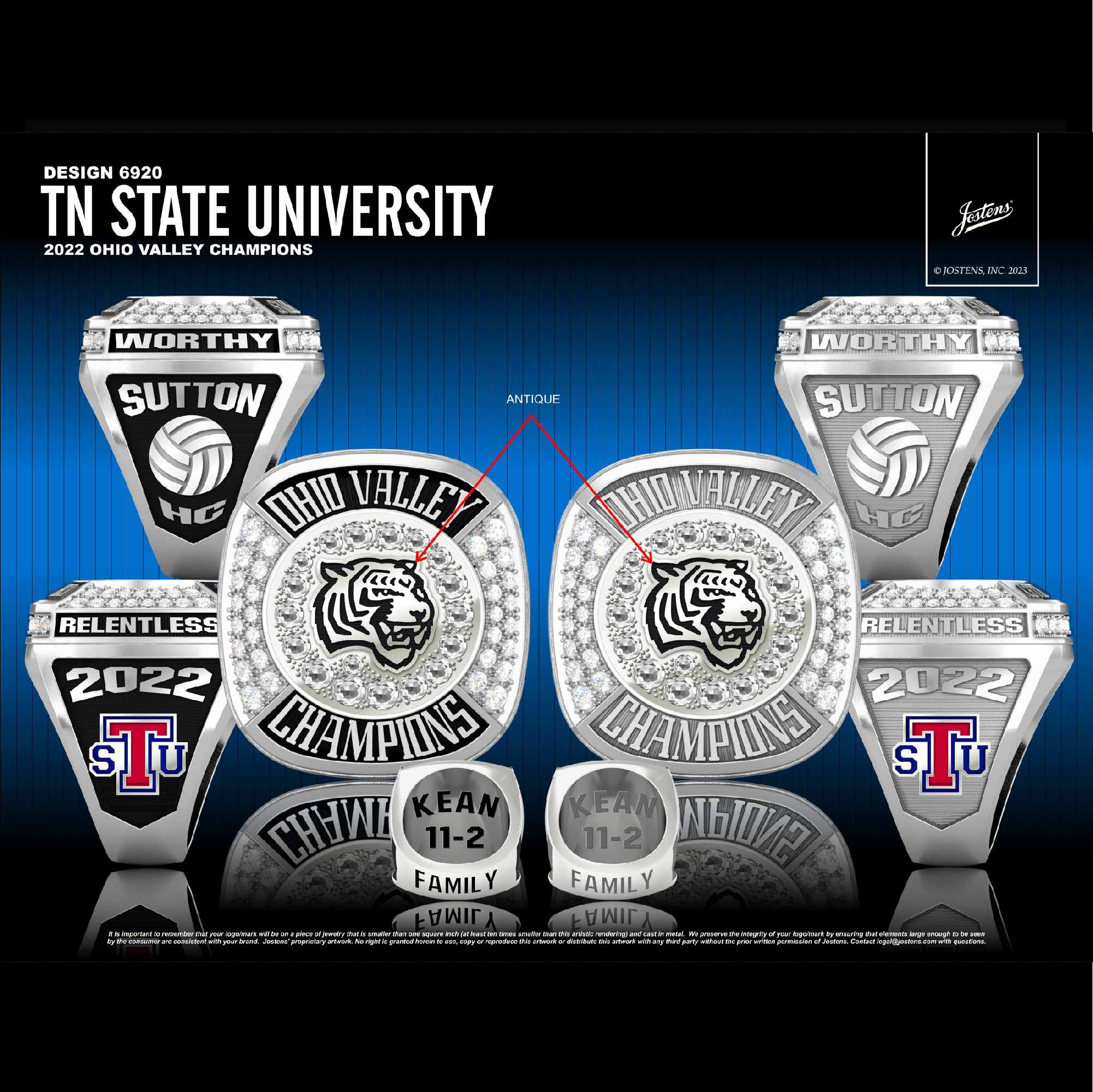Tennessee State University Women's Volleyball 2022 OVC Championship Ring