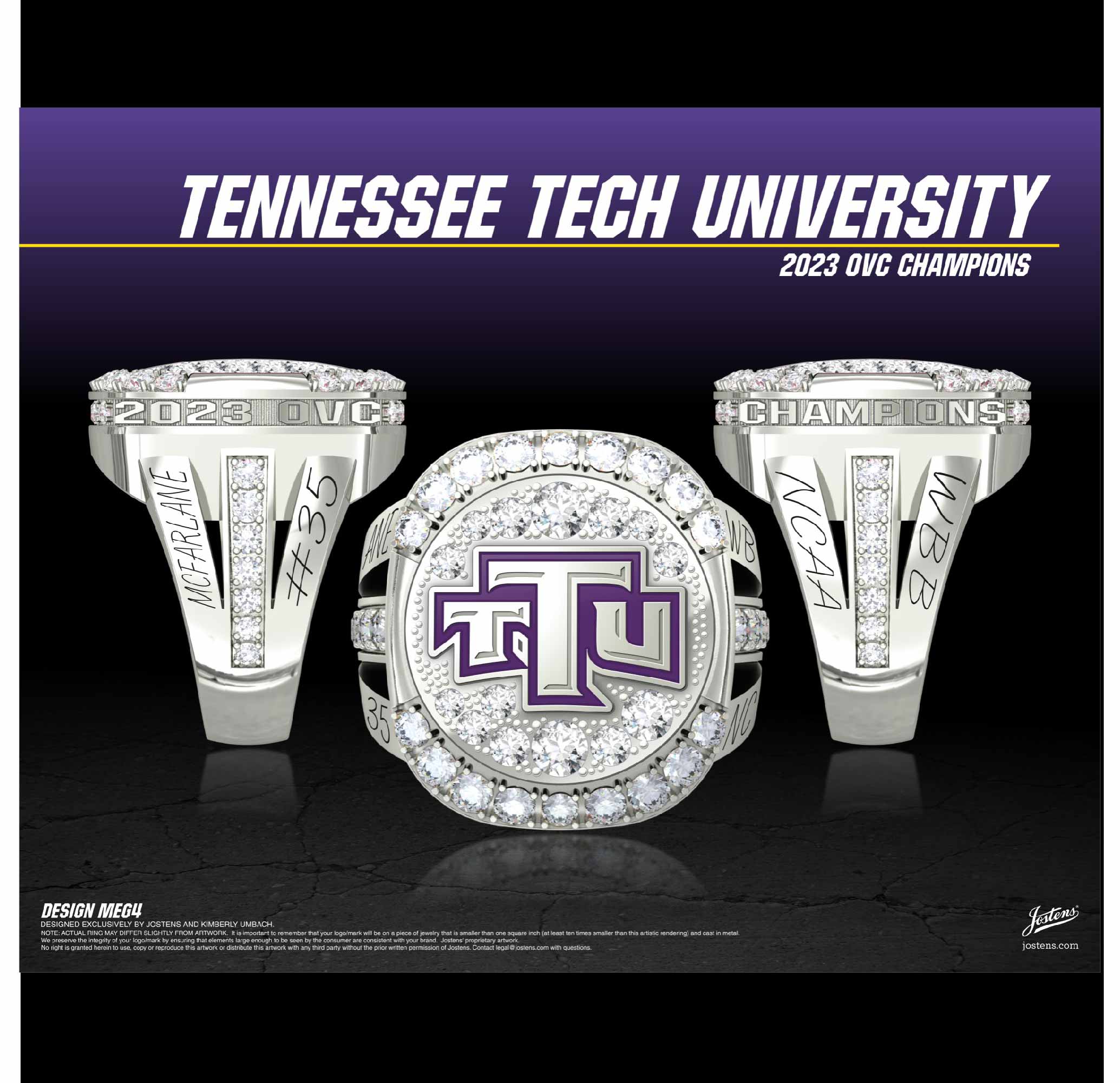 Tennessee Tech University Women's Basketball 2023 OVC Championship Ring