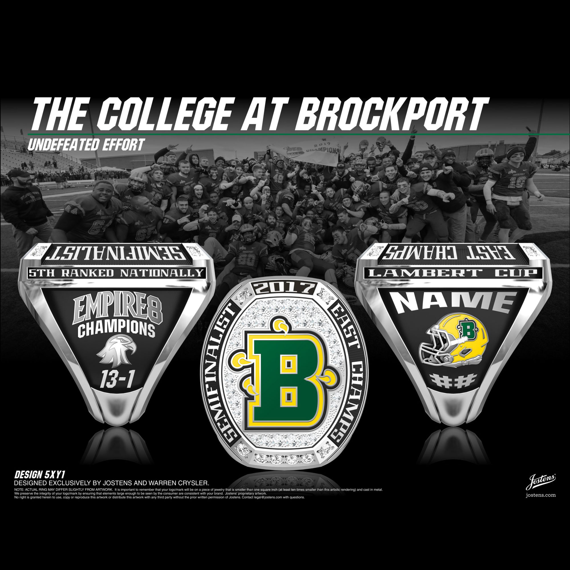 The College at Brockport Men's Football 2017 Empire 8 Championship Ring
