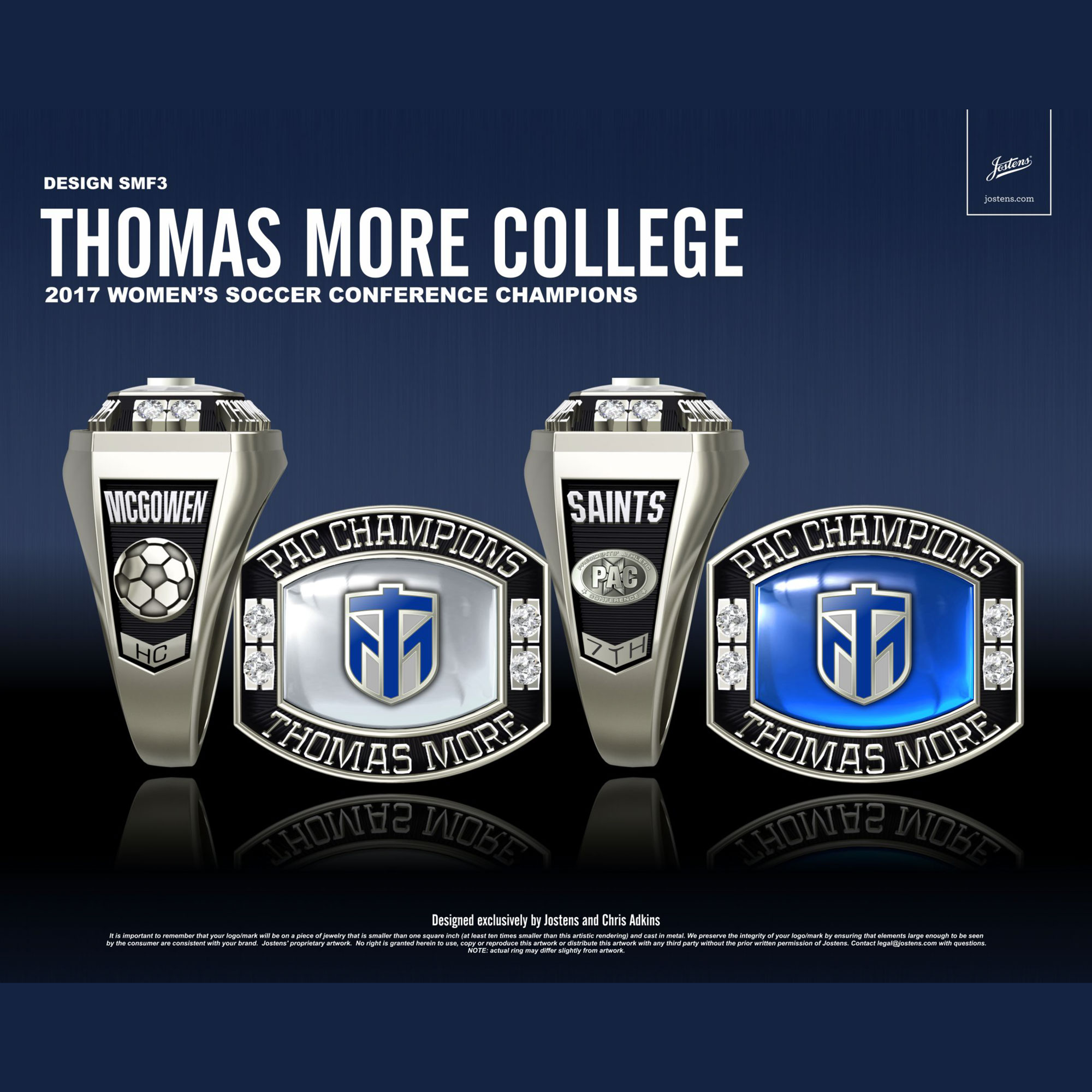 Thomas More College Women's Soccer 2017 PAC Championship Ring