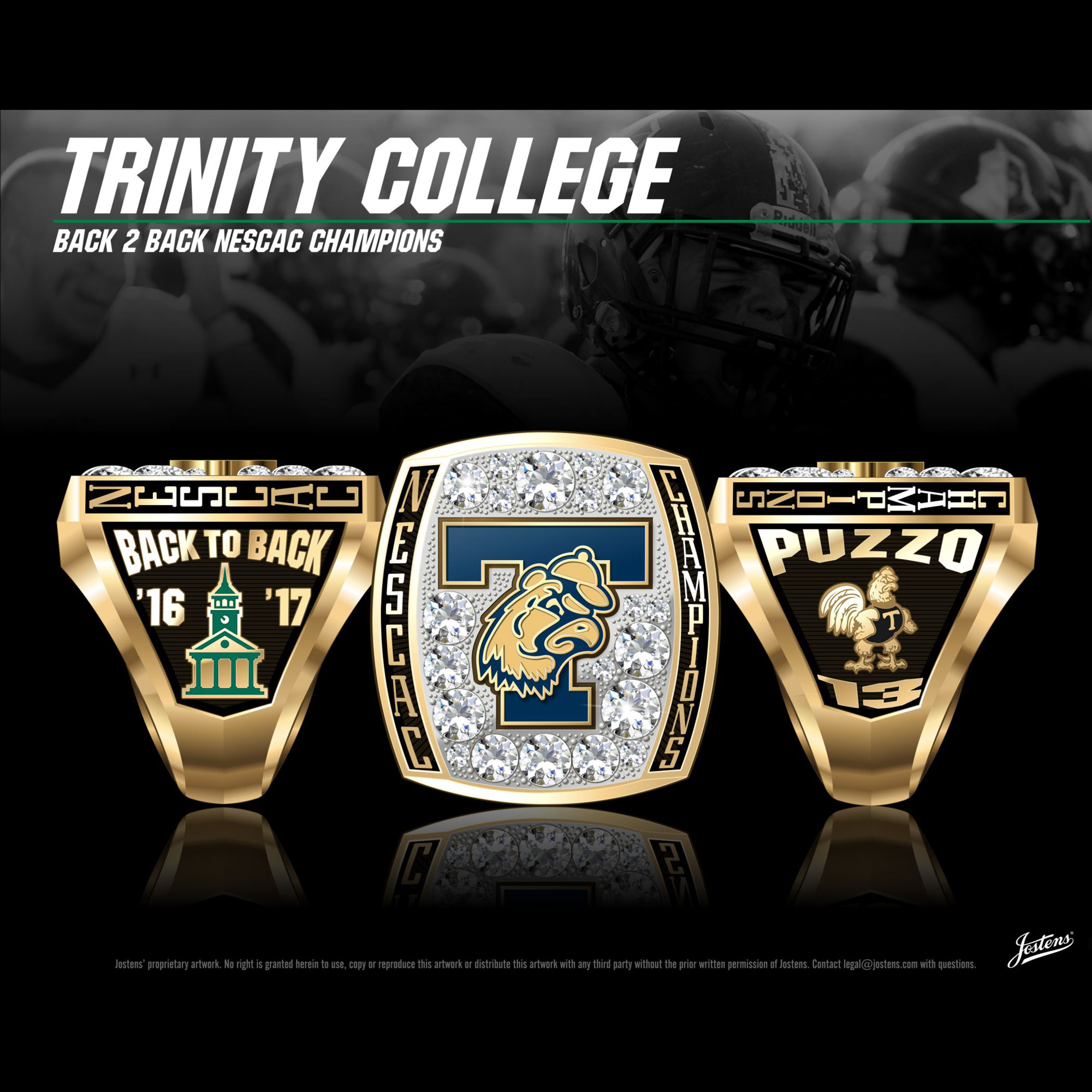 Trinity College Men's Football 2017 NESCAC Championship Ring