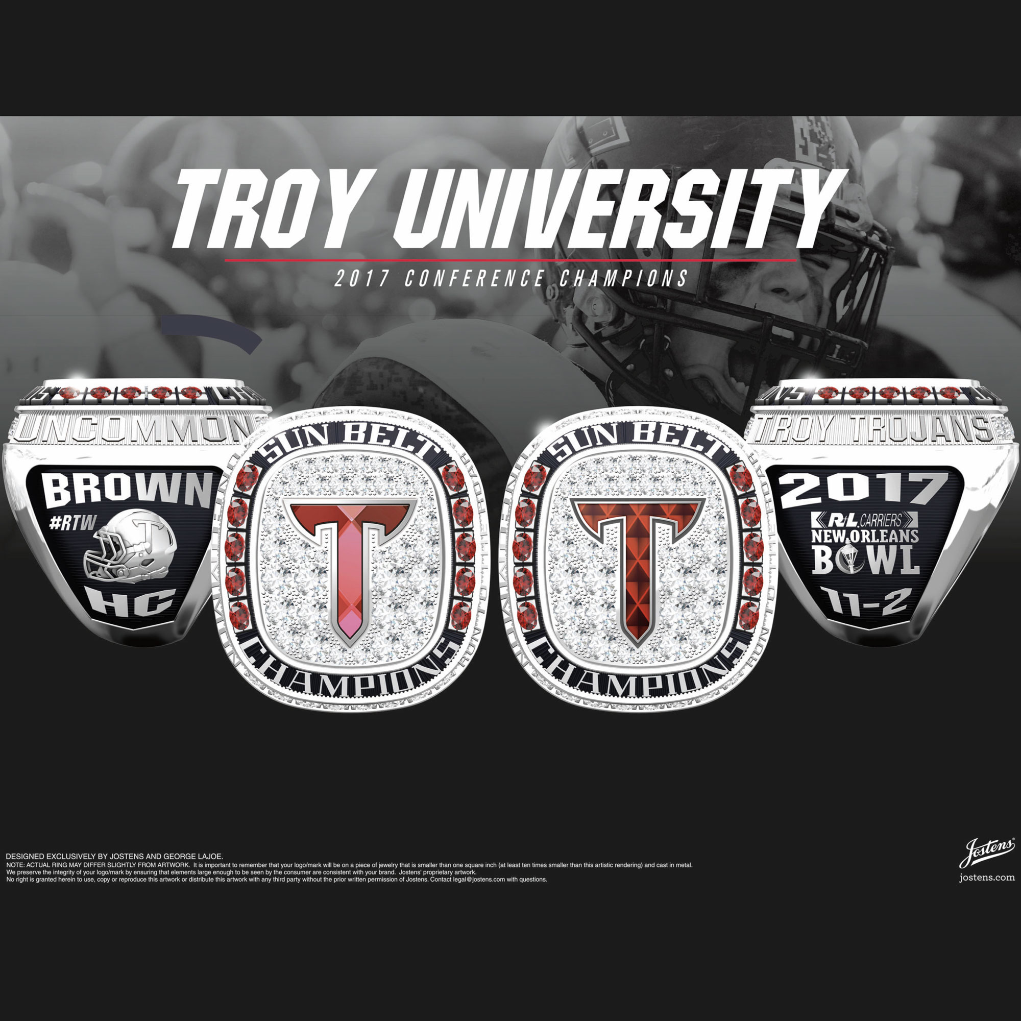 Troy University Men's Football 2017 Sun Belt Championship Ring