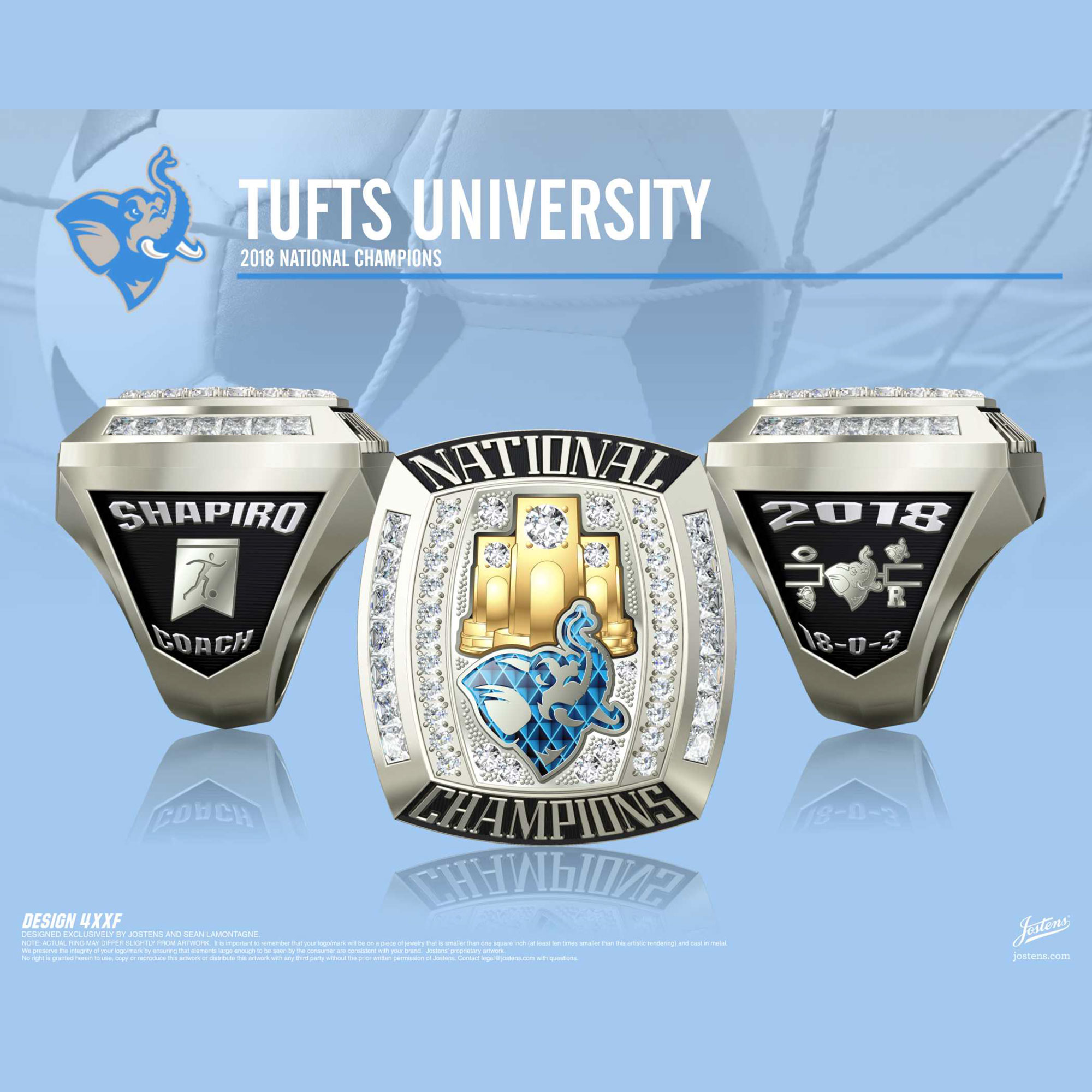 Tufts University Men's Soccer 2018 National Championship Ring