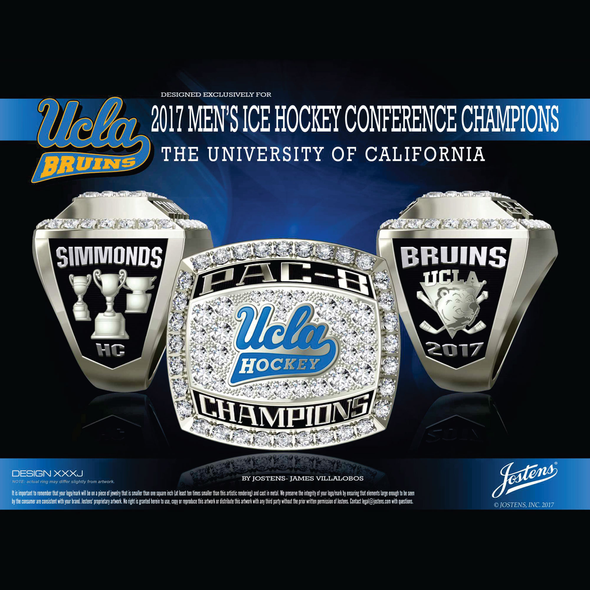 UCLA Men's Ice Hockey 2017 Pac 8 Championship Ring