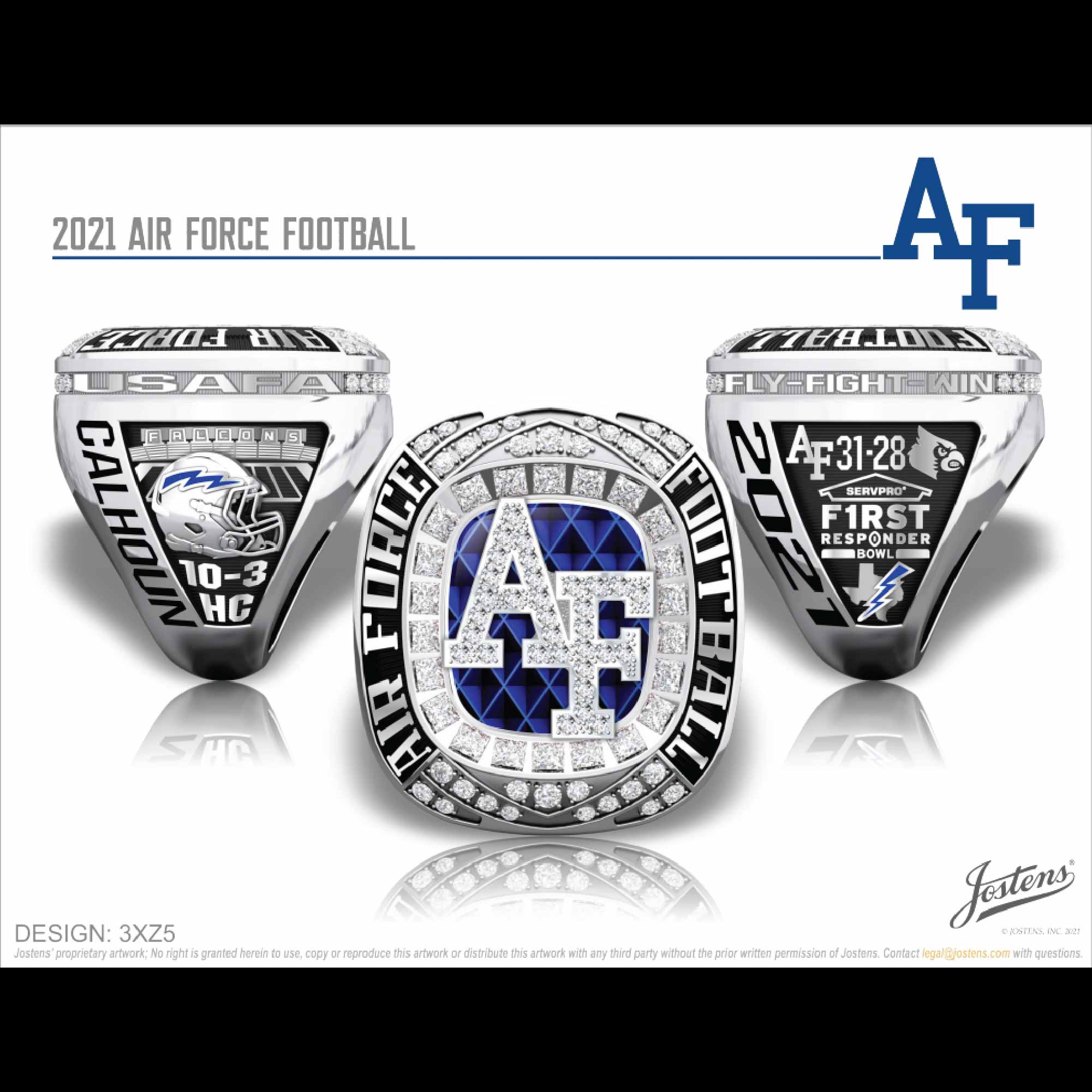 Unites States Air Force Academy Men's Football 2021 First Responders Bowl Championship Ring