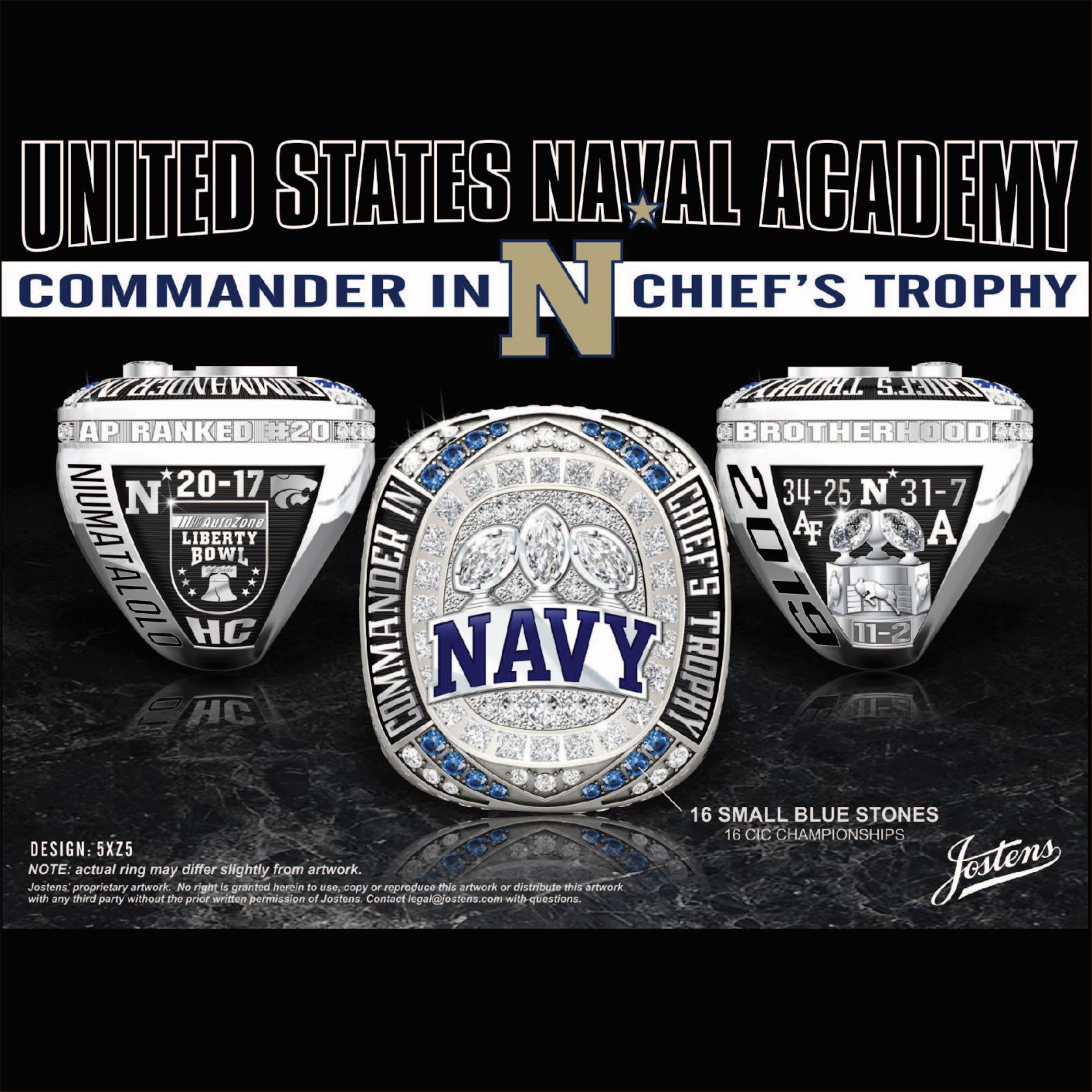 Unites States Naval Academy Men's Football 2019 CIC Championship Ring