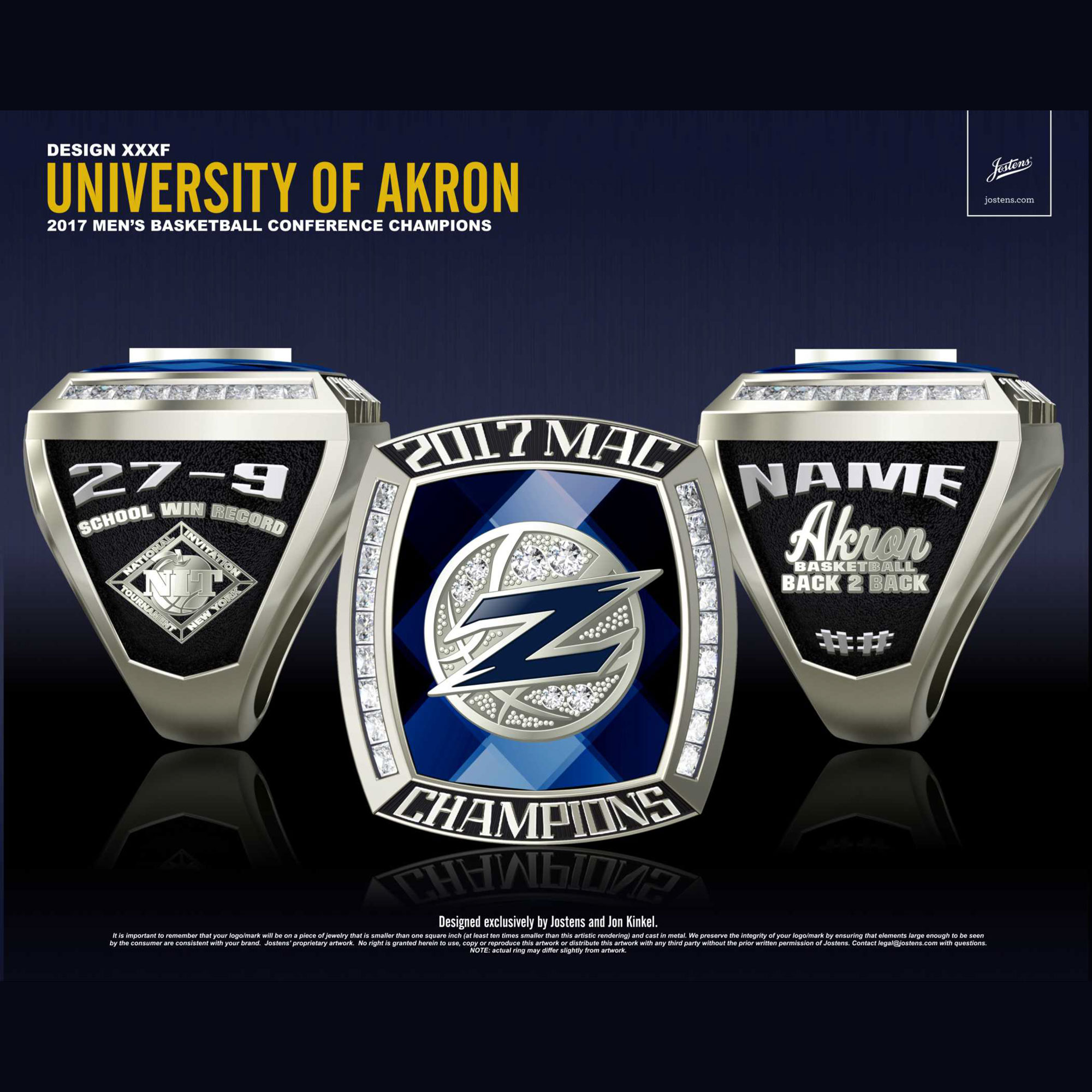 University of Akron Men's Basketball 2017 MAC Championship Ring