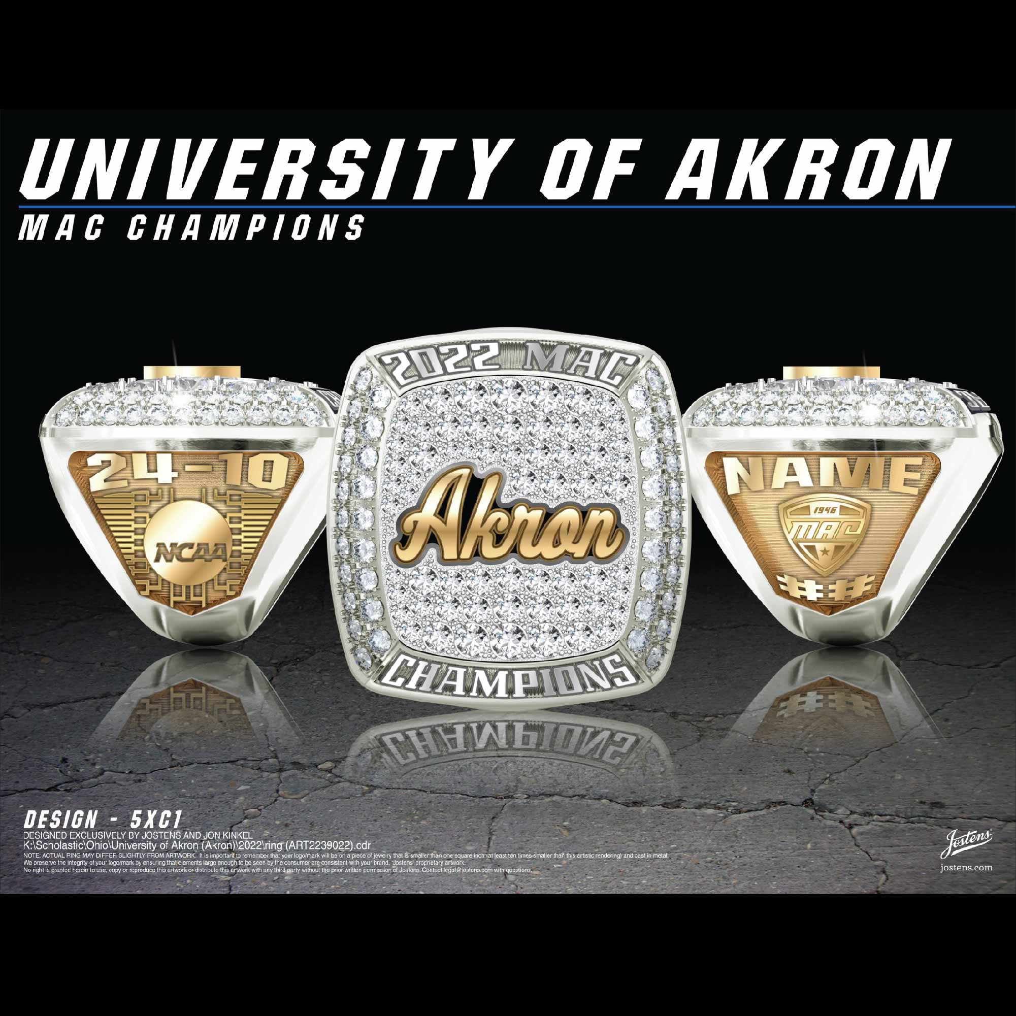 University of Akron Men's Basketball 2022 MAC Championship Ring