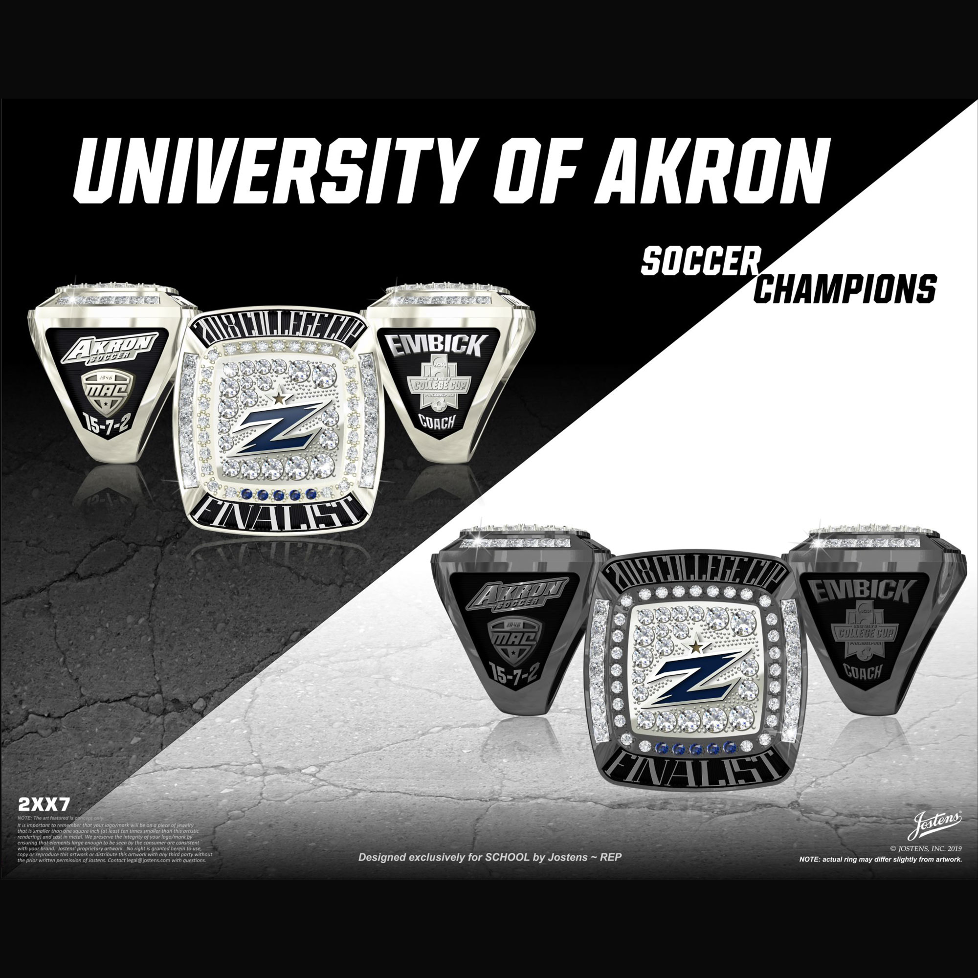 University of Akron Men's Soccer 2018 College Cup Finalist Championship Ring
