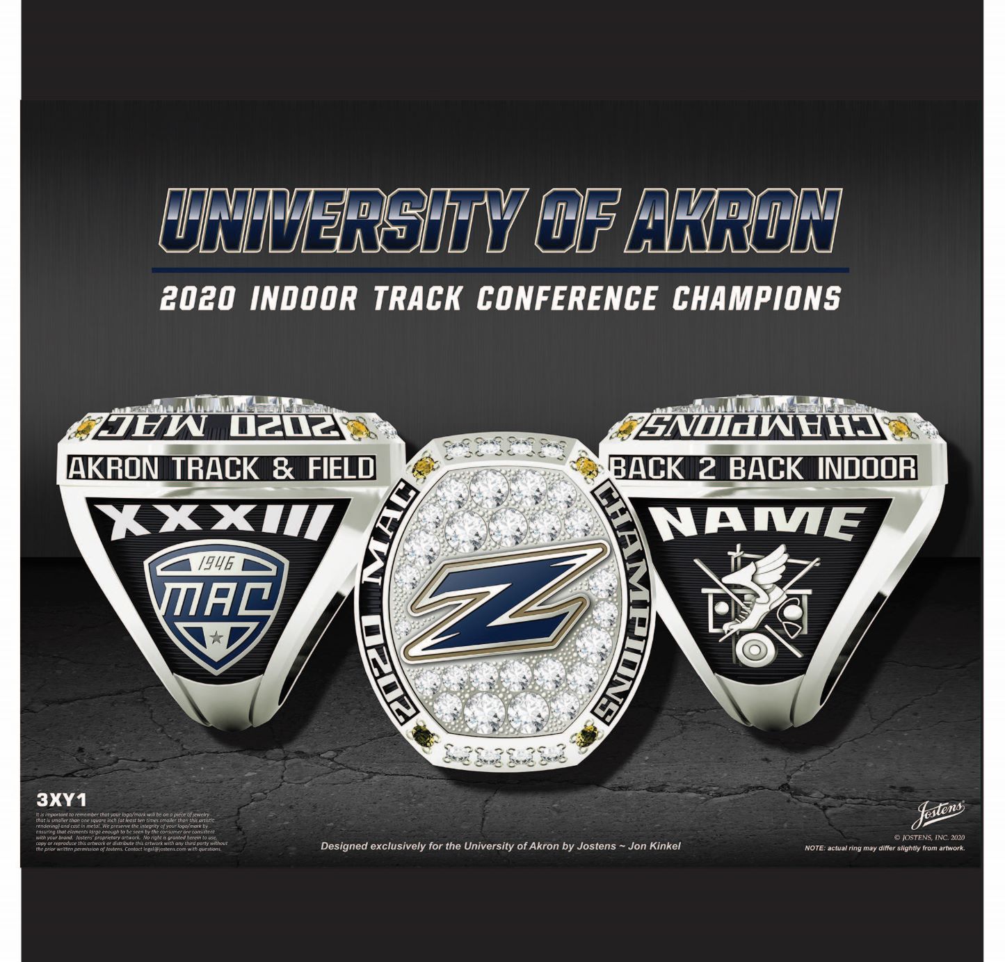 University of Akron Men's Track & Field 2020 MAC Championship Ring