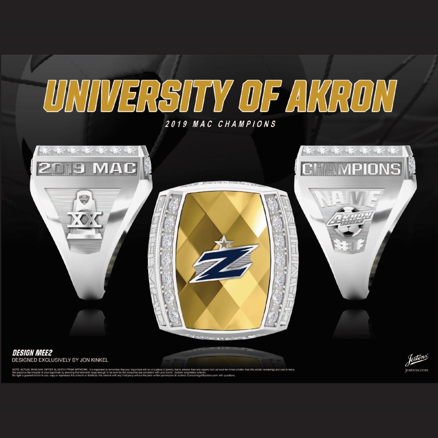 University of Akron Women's Soccer 2019 MAC Championship Ring