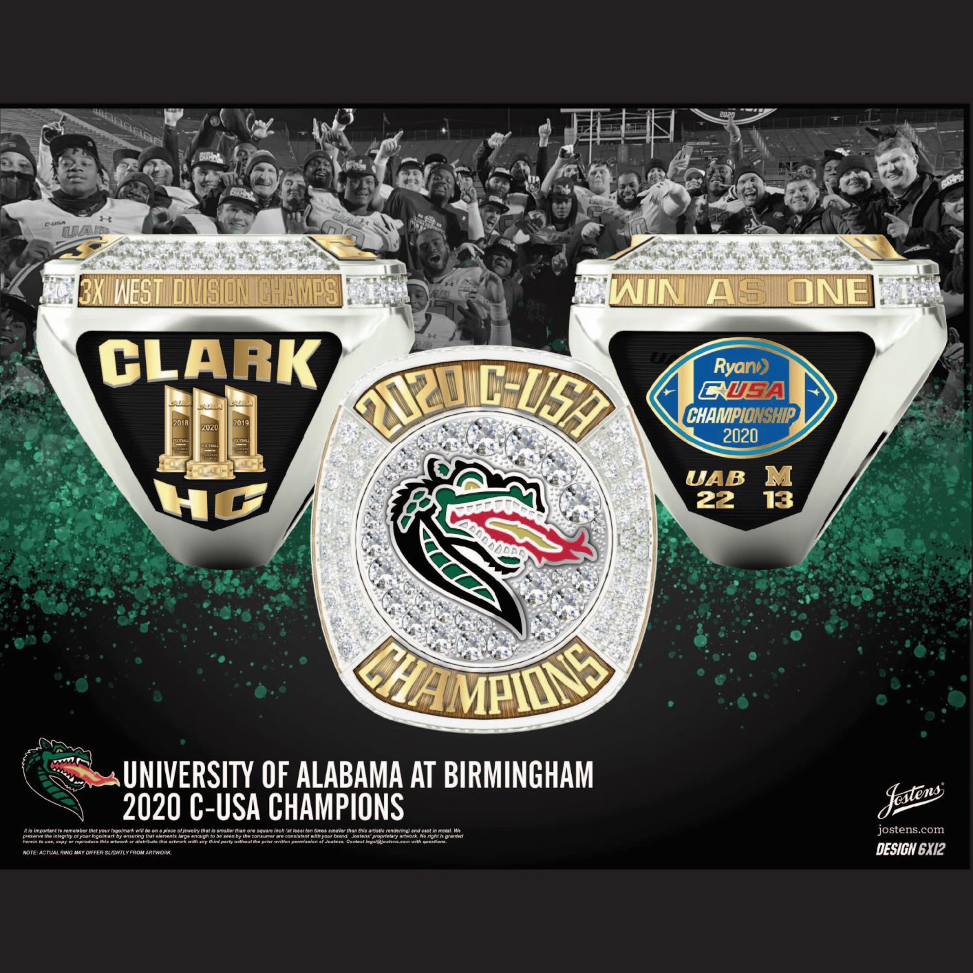 UAB Men's Football 2020 C-USA Championship Ring