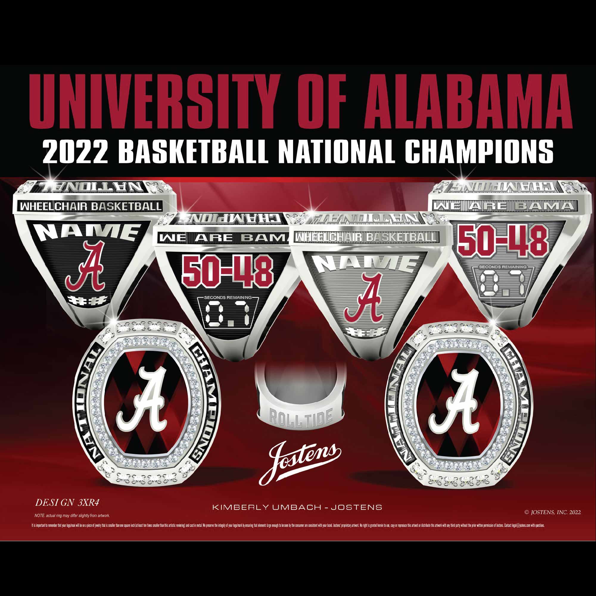University of Alabama Men's Basketball 2022 National Championship Ring