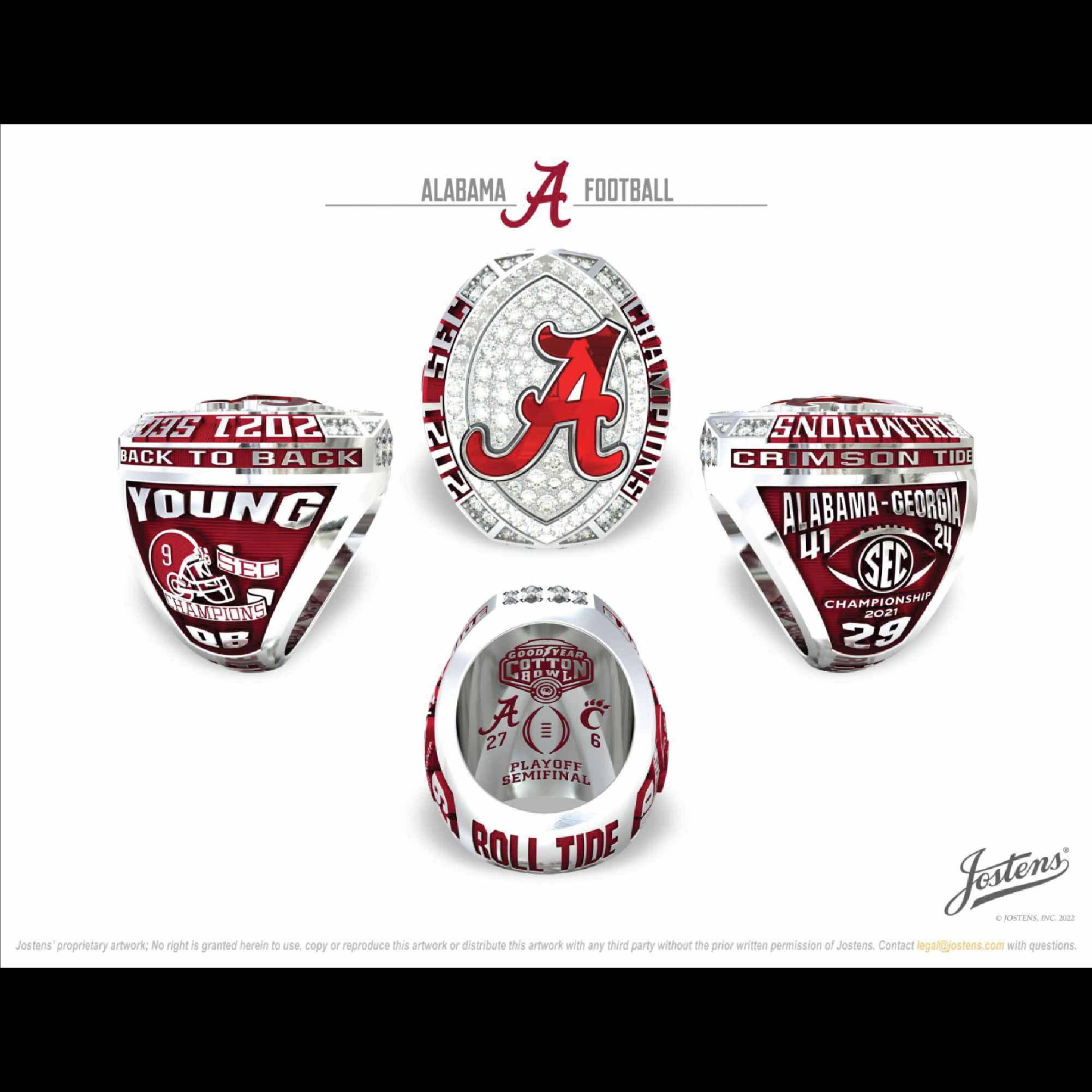 University of Alabama Men's Football 2021 SEC Championship Ring
