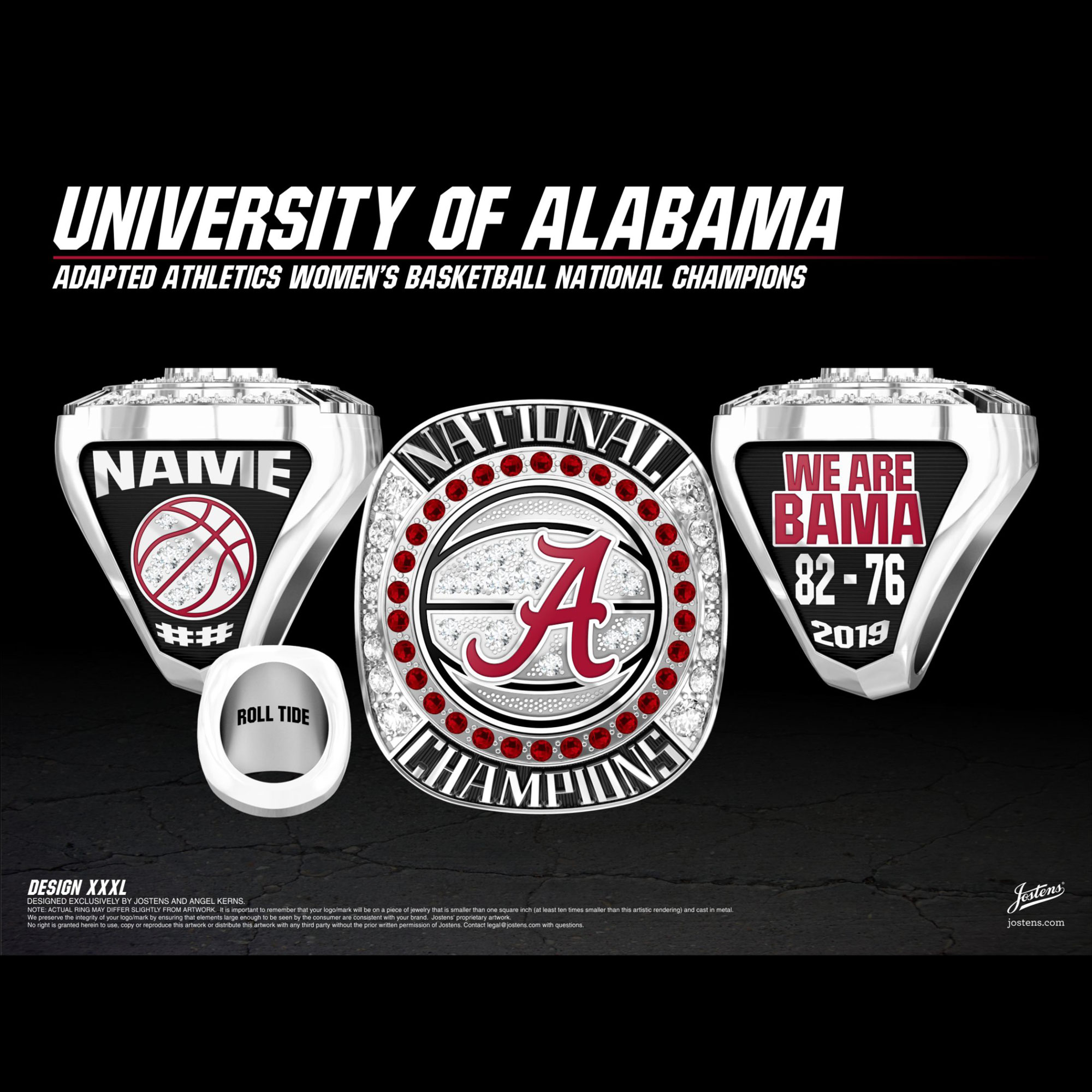 University of Alabama Women's Basketball 2019 Adapted Athletics National Championship Ring