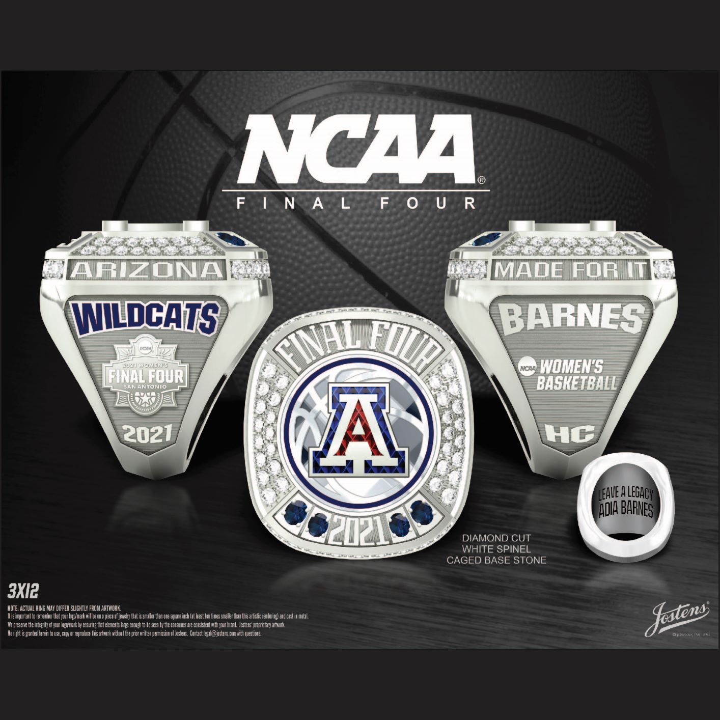 University of Arizona Women's Basketball 2021 Final Four Championship Ring