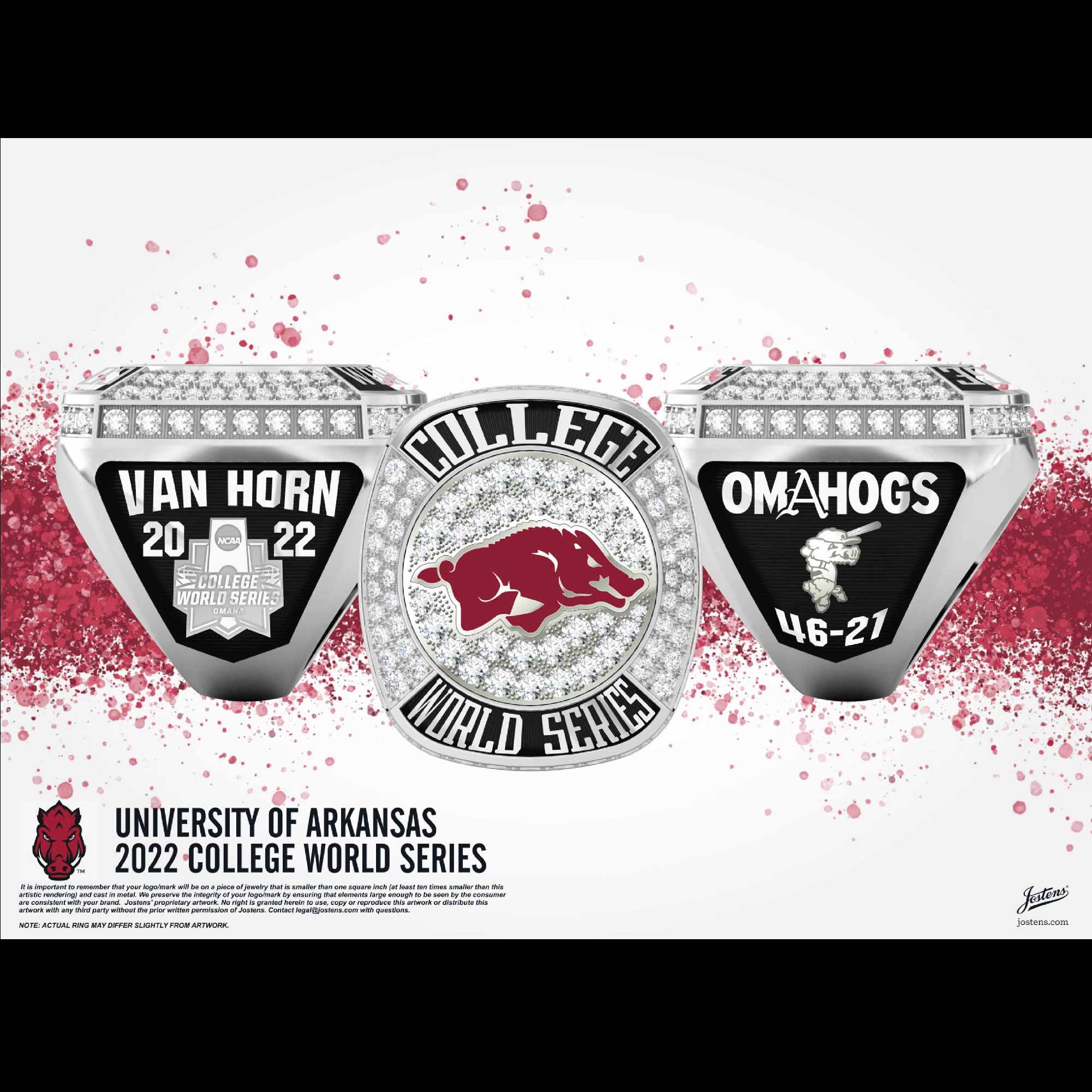 University of Arkansas Baseball 2022 College World Series Championship Ring