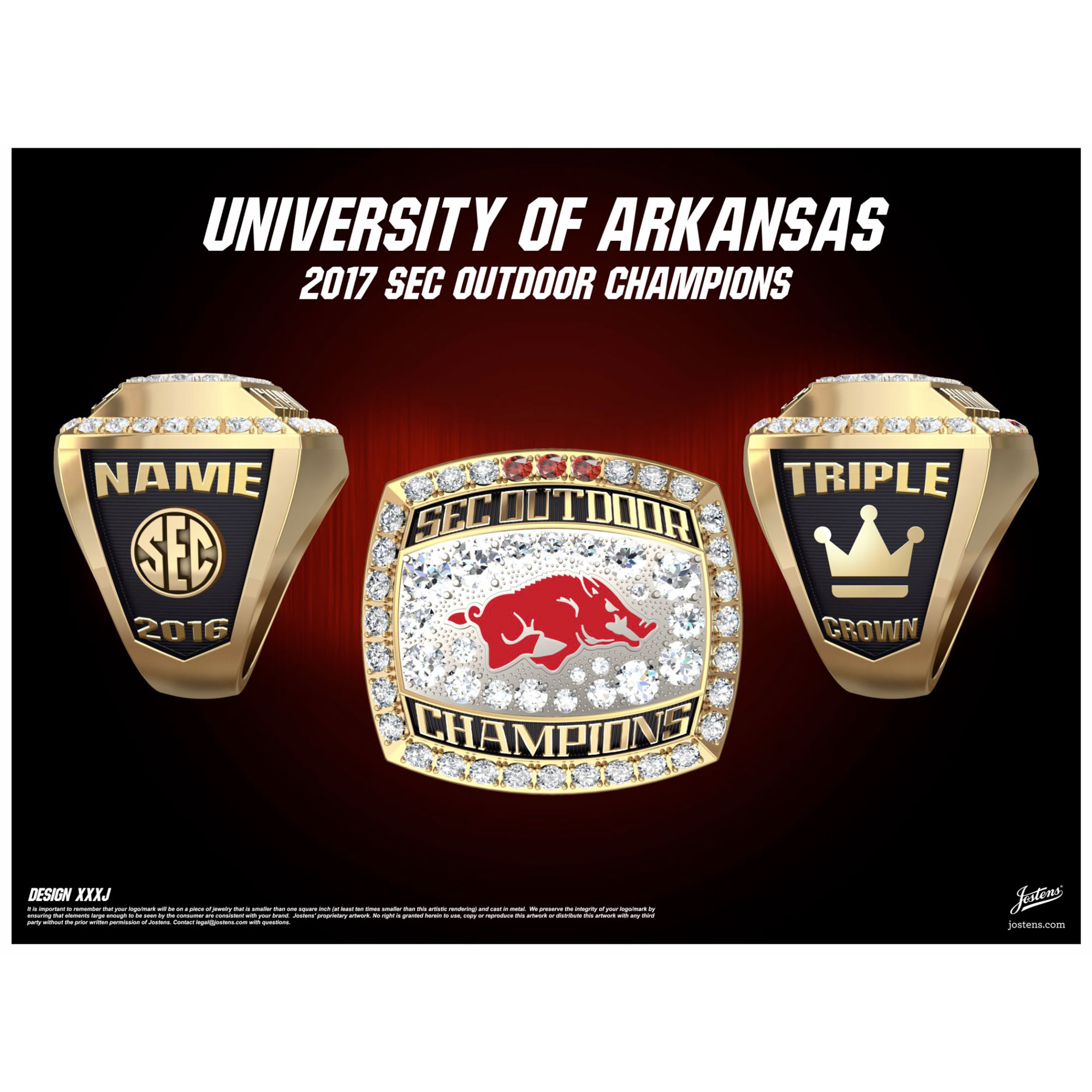 University of Arkansas Men's Track & Field 2016 SEC Championship Ring