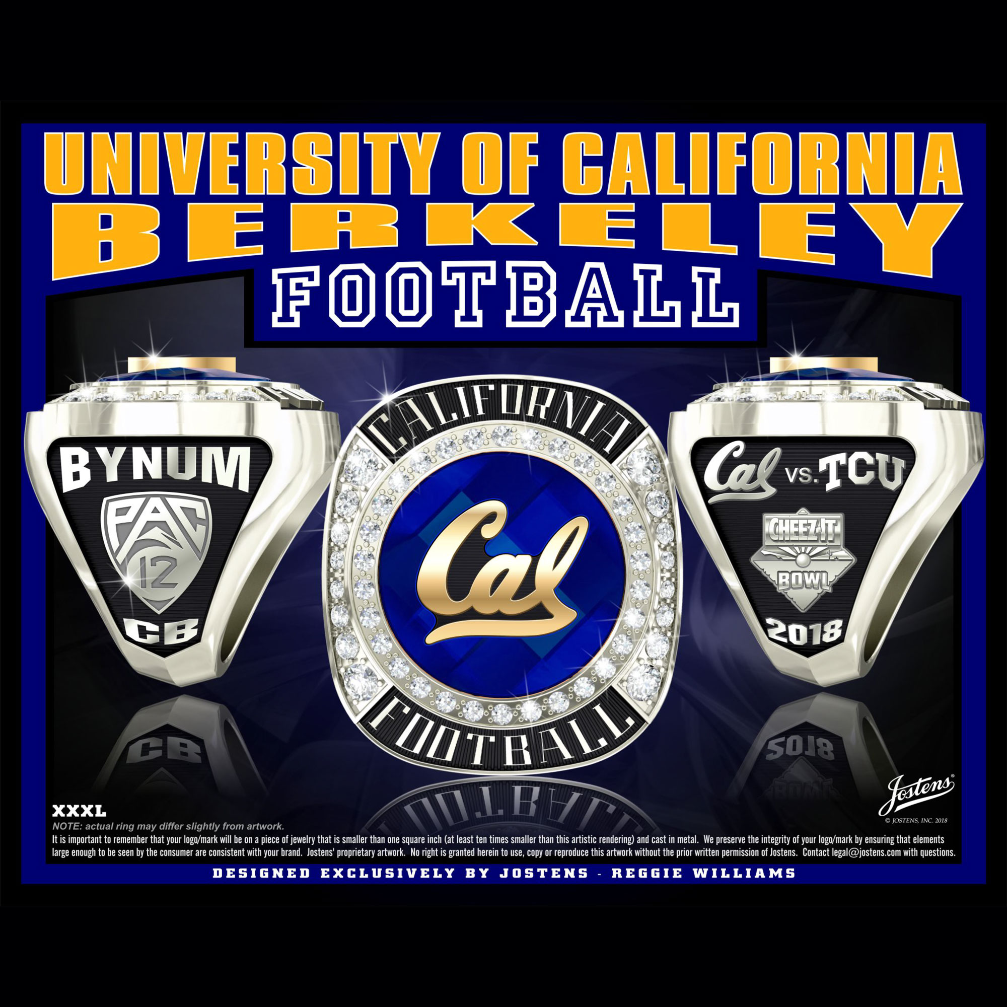 University of California Berkeley Men's Football 2018 Cheez-It Bowl Championship Ring