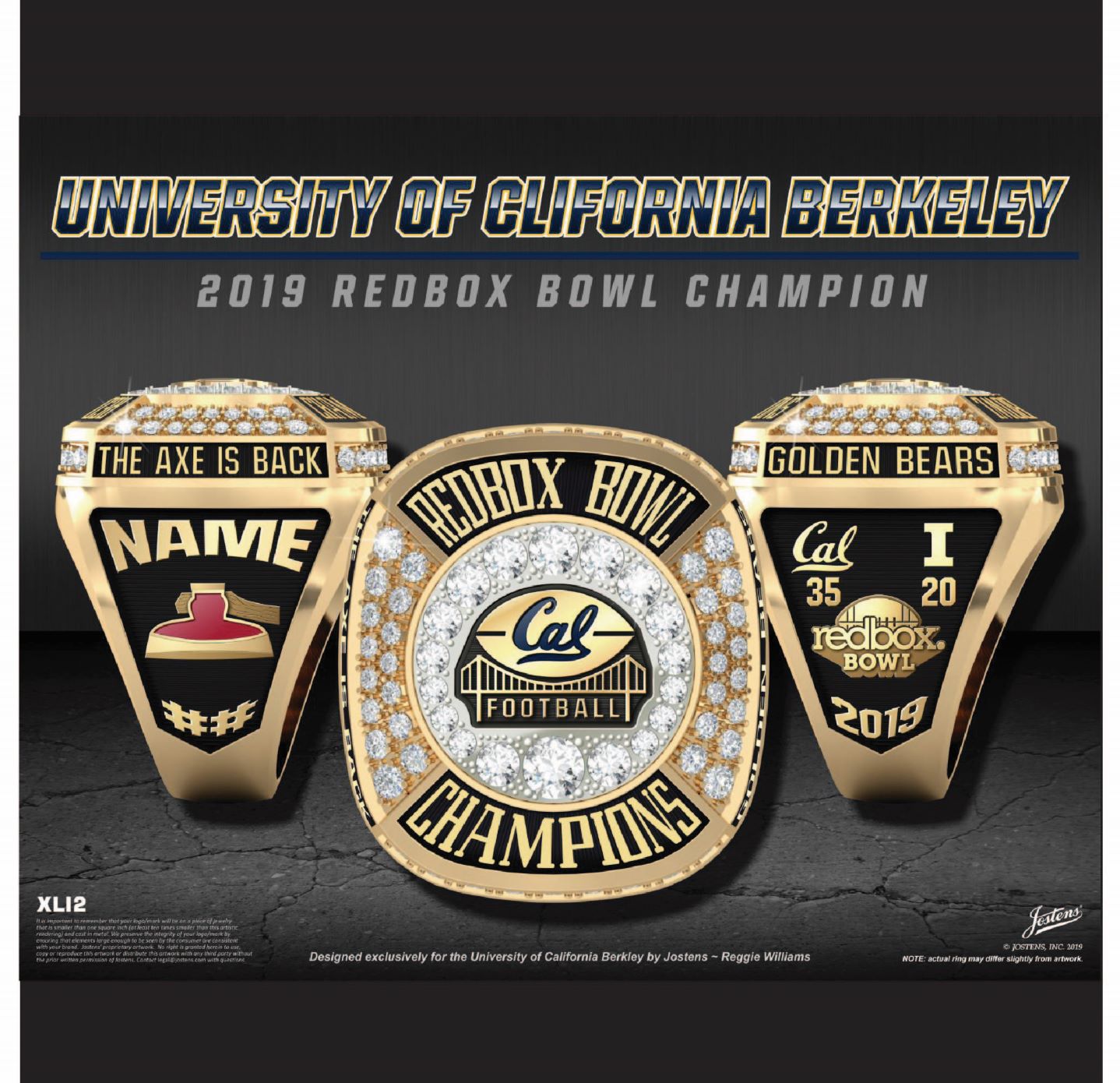 University of California Berkeley Men's Football 2019 Redbox Bowl Championship Ring