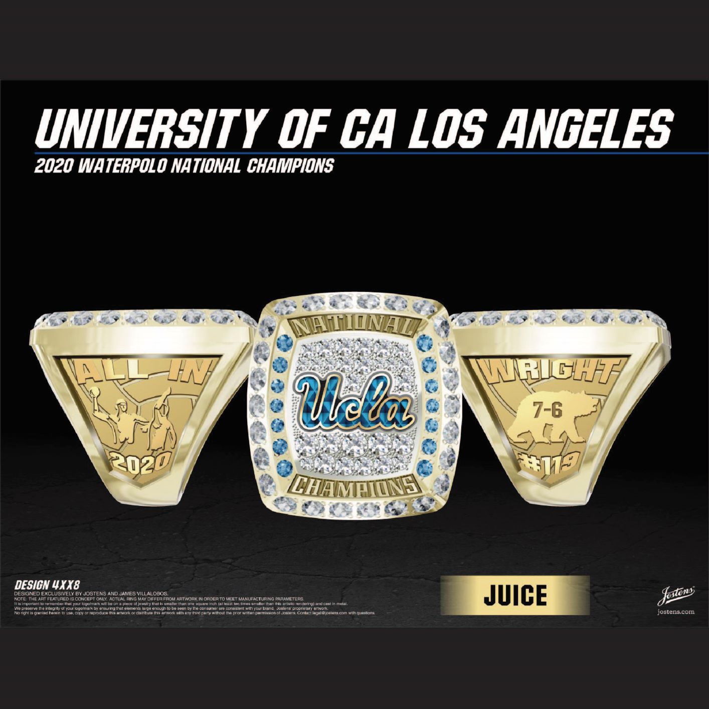 University of California Los Angeles Men's Water Polo 2020 National Championship Ring