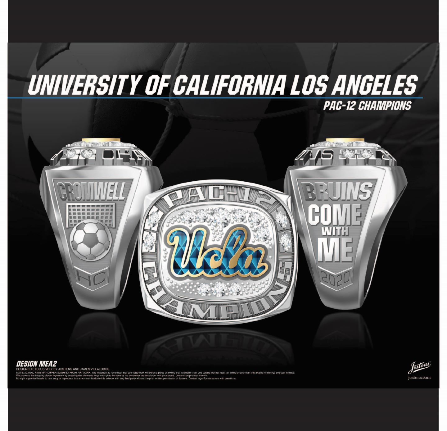 University of California Los Angeles Women's Soccer 2020 Pac 12 Championship Ring