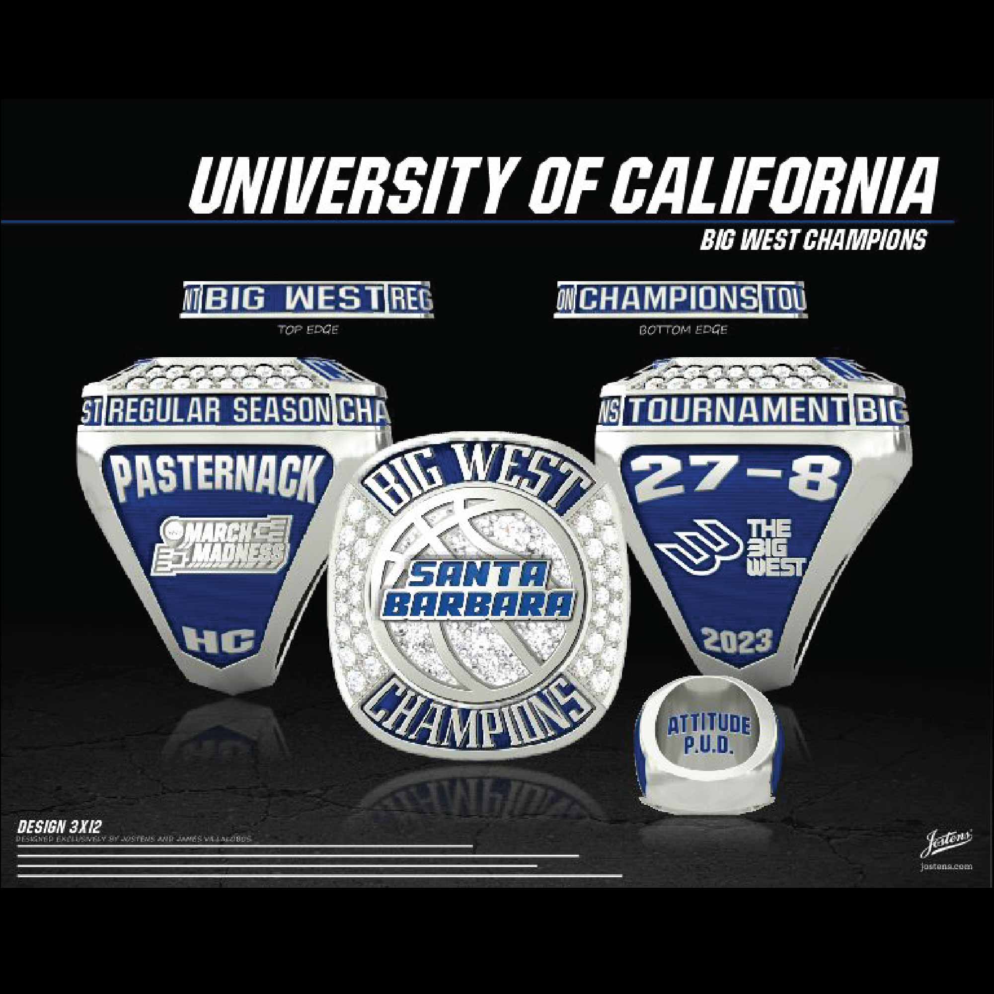 UC Santa Barbara Men's Basketball 2023 Big West Championship Ring