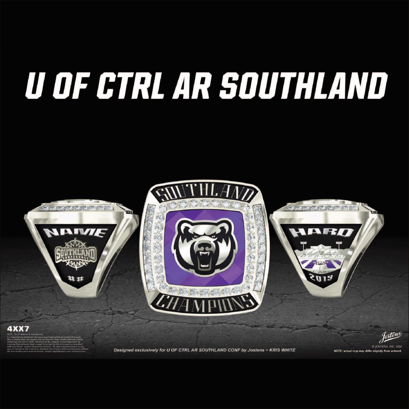 University of Central Arkansas Men's Football 2019 Southland Championship Ring