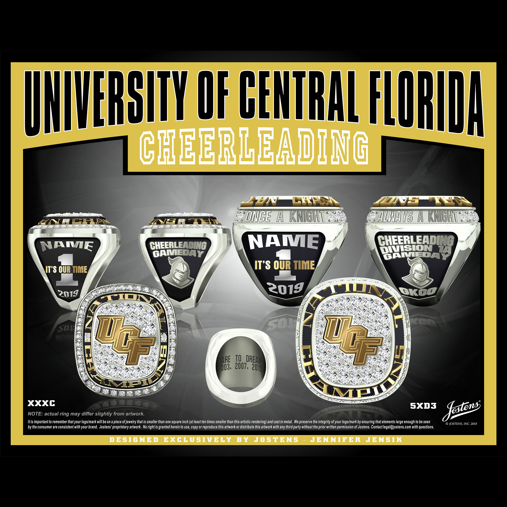 University of Central Florida Coed Cheer 2019 National Championship Ring