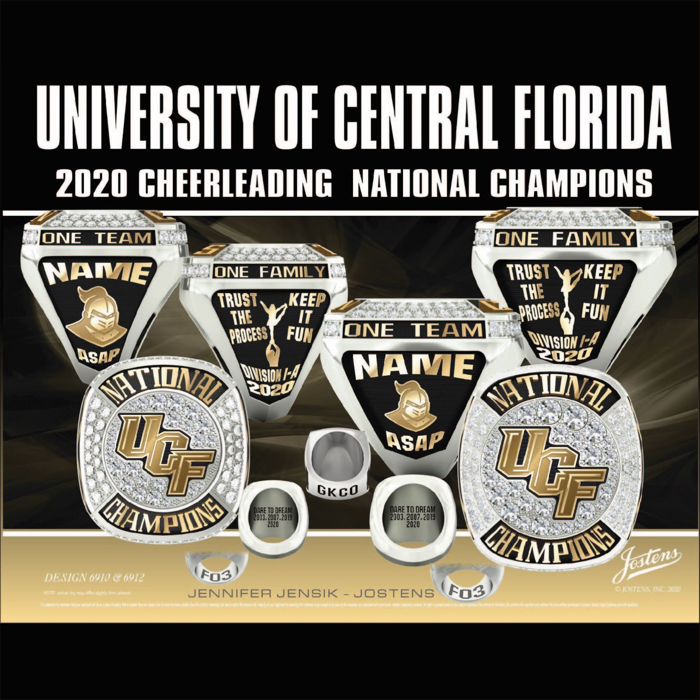 University of Central Florida Coed Cheer 2020 National Championship Ring