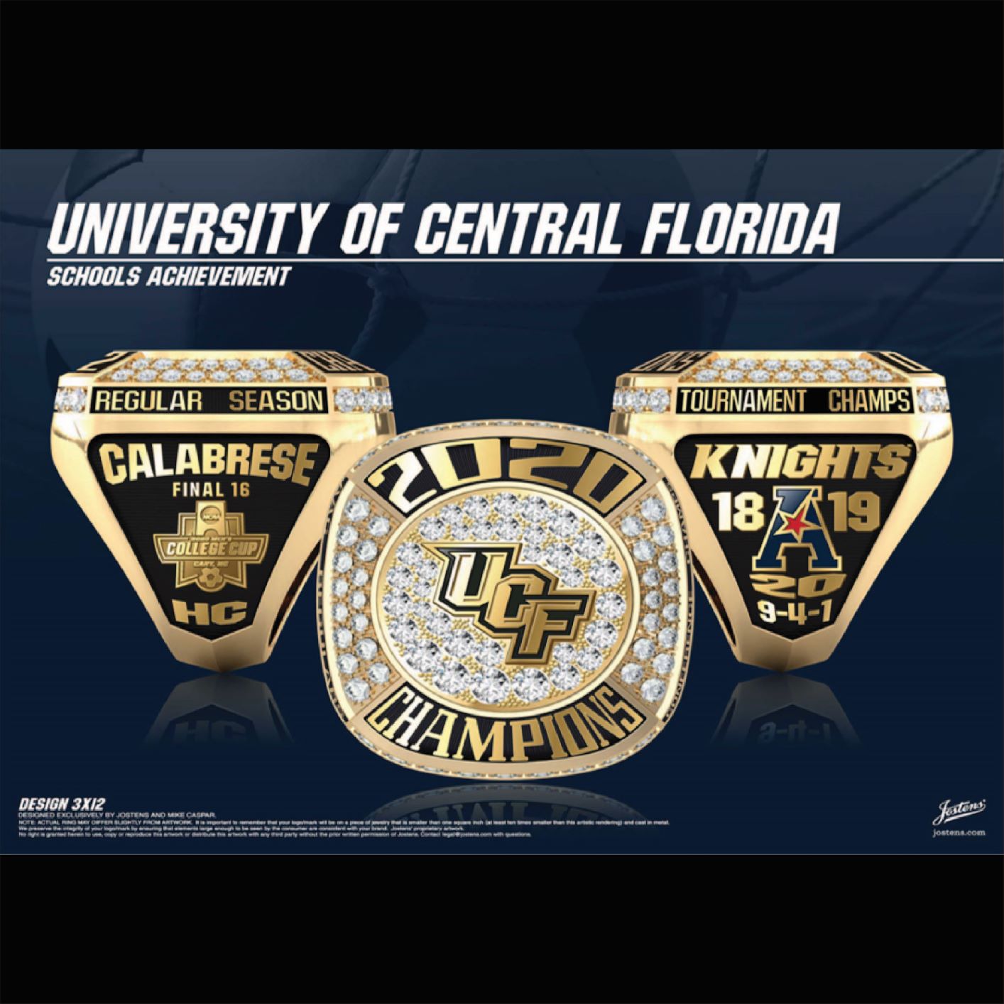 University of Central Florida Men's Soccer 2020 Tournament Championship Ring