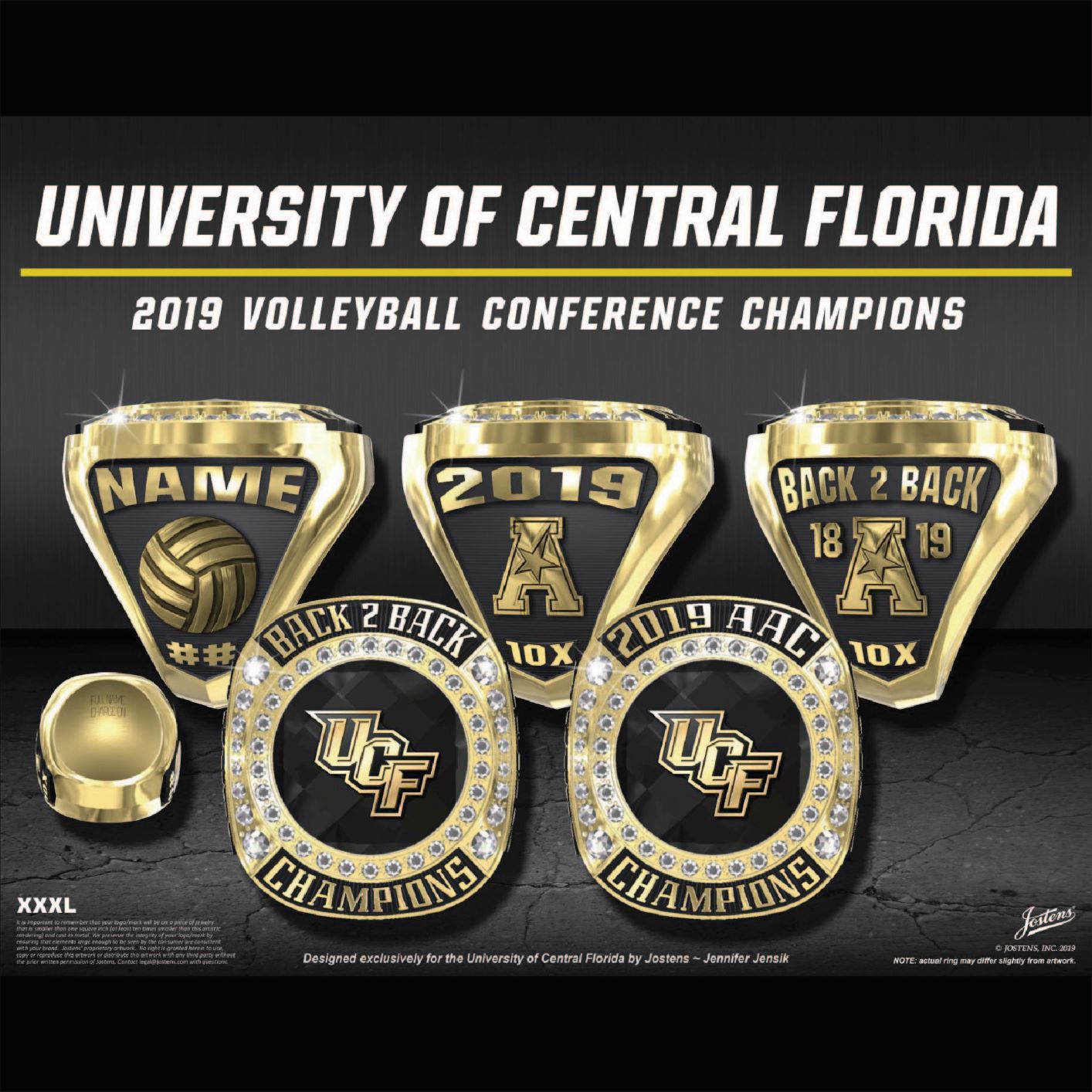 University of Central Florida Women's Volleyball 2019 AAC Championship Ring