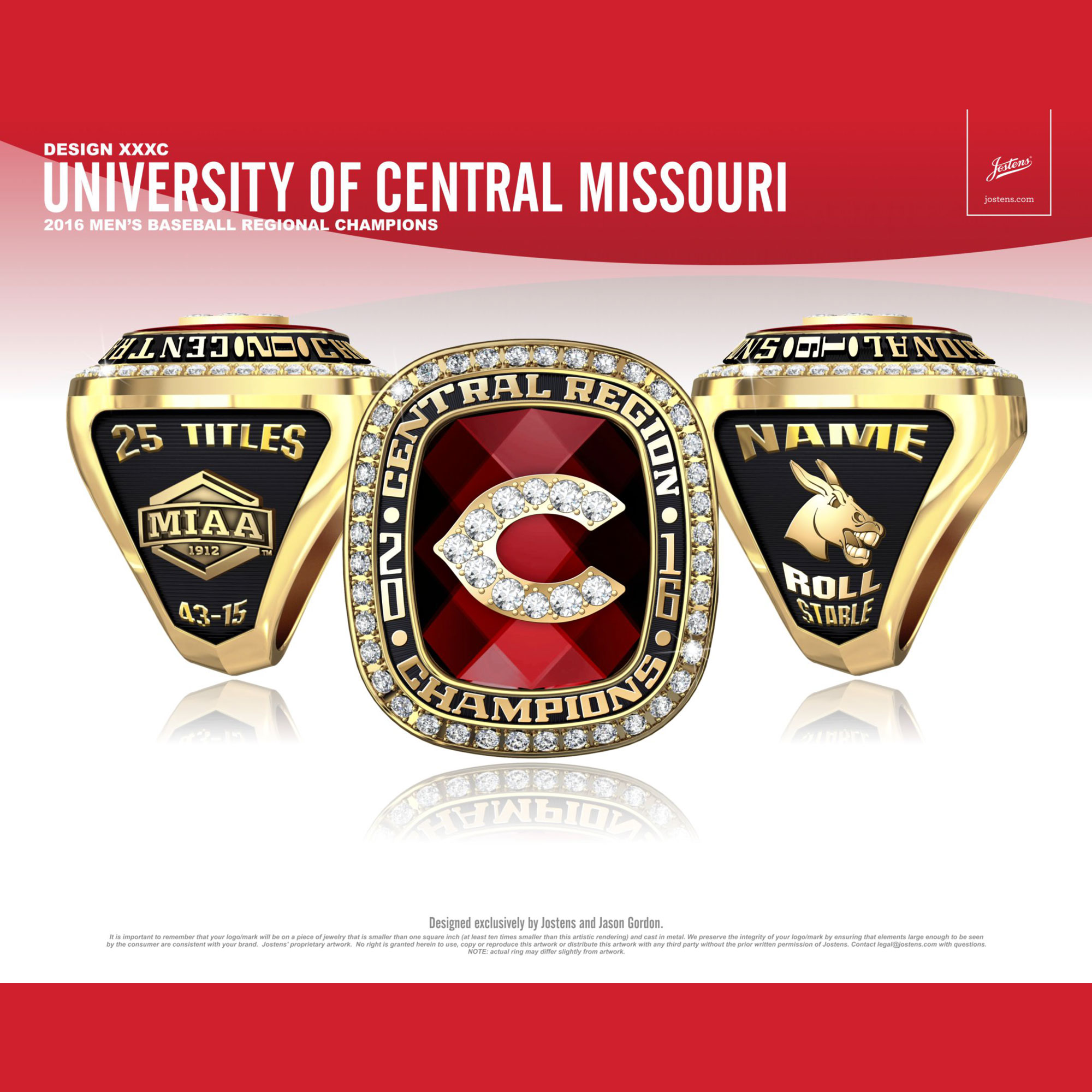 University of Central Missouri Men's Baseball 2016 Regional Championship Ring