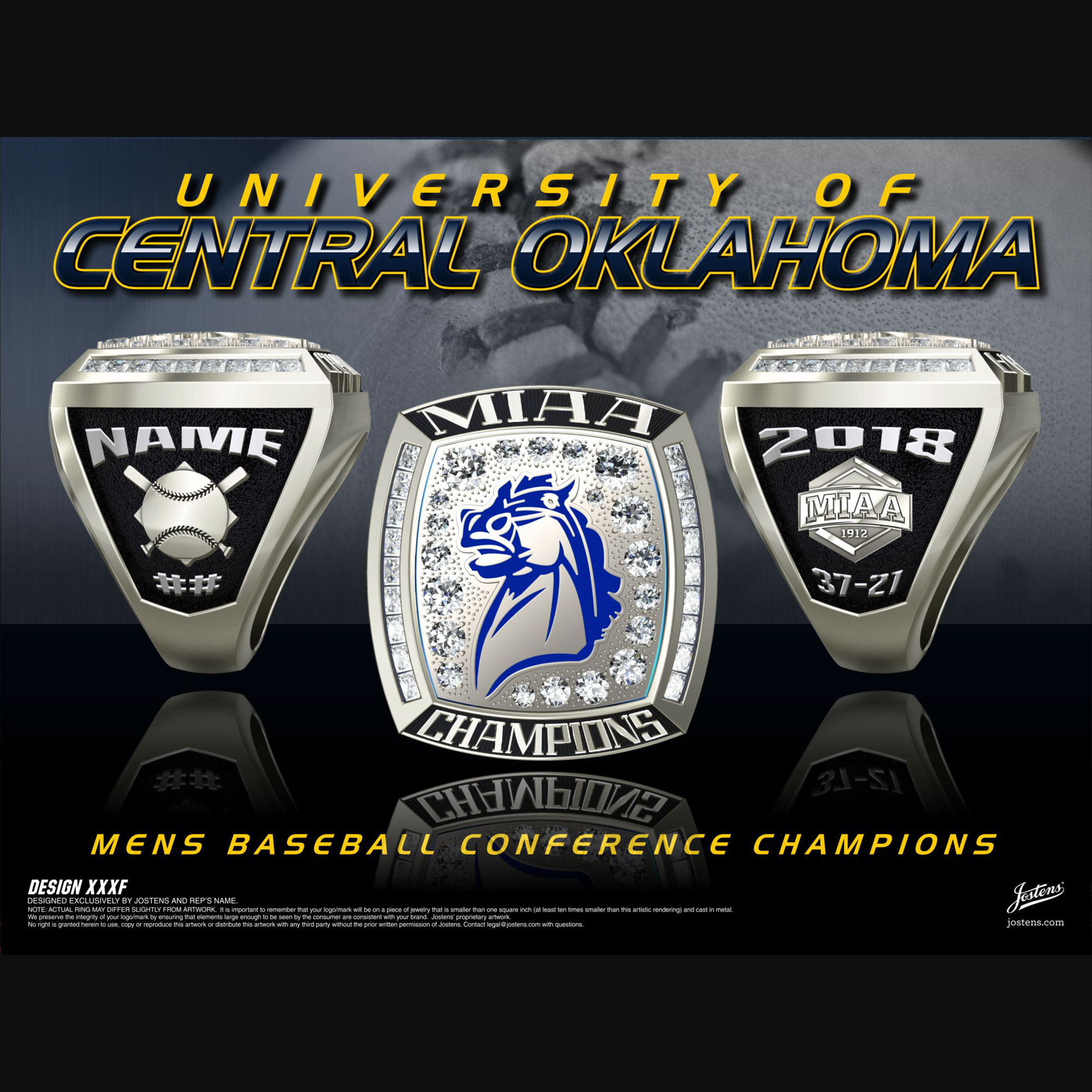 University of Central Oklahoma Men's Baseball 2018 Conference Championship Ring