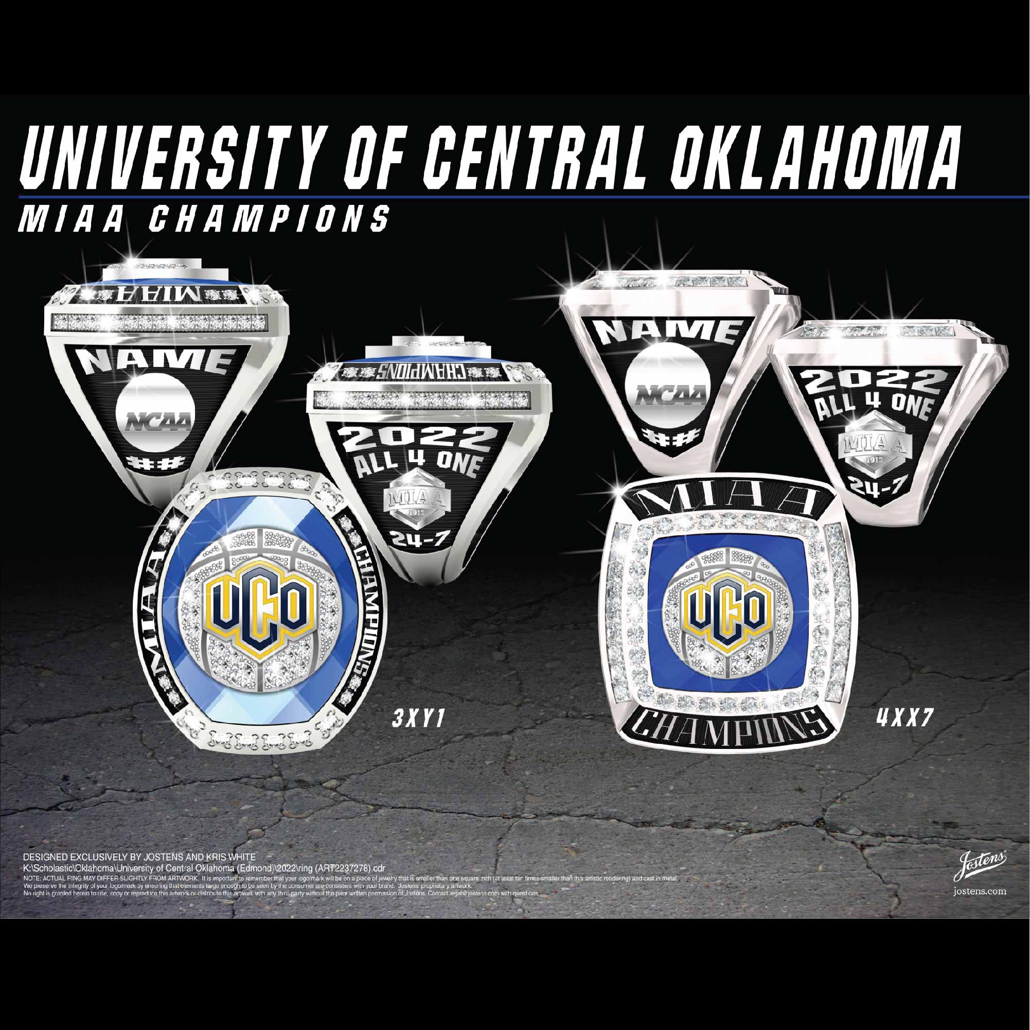 University of Central Oklahoma Men's Basketball 2022 MIAA Championship Ring
