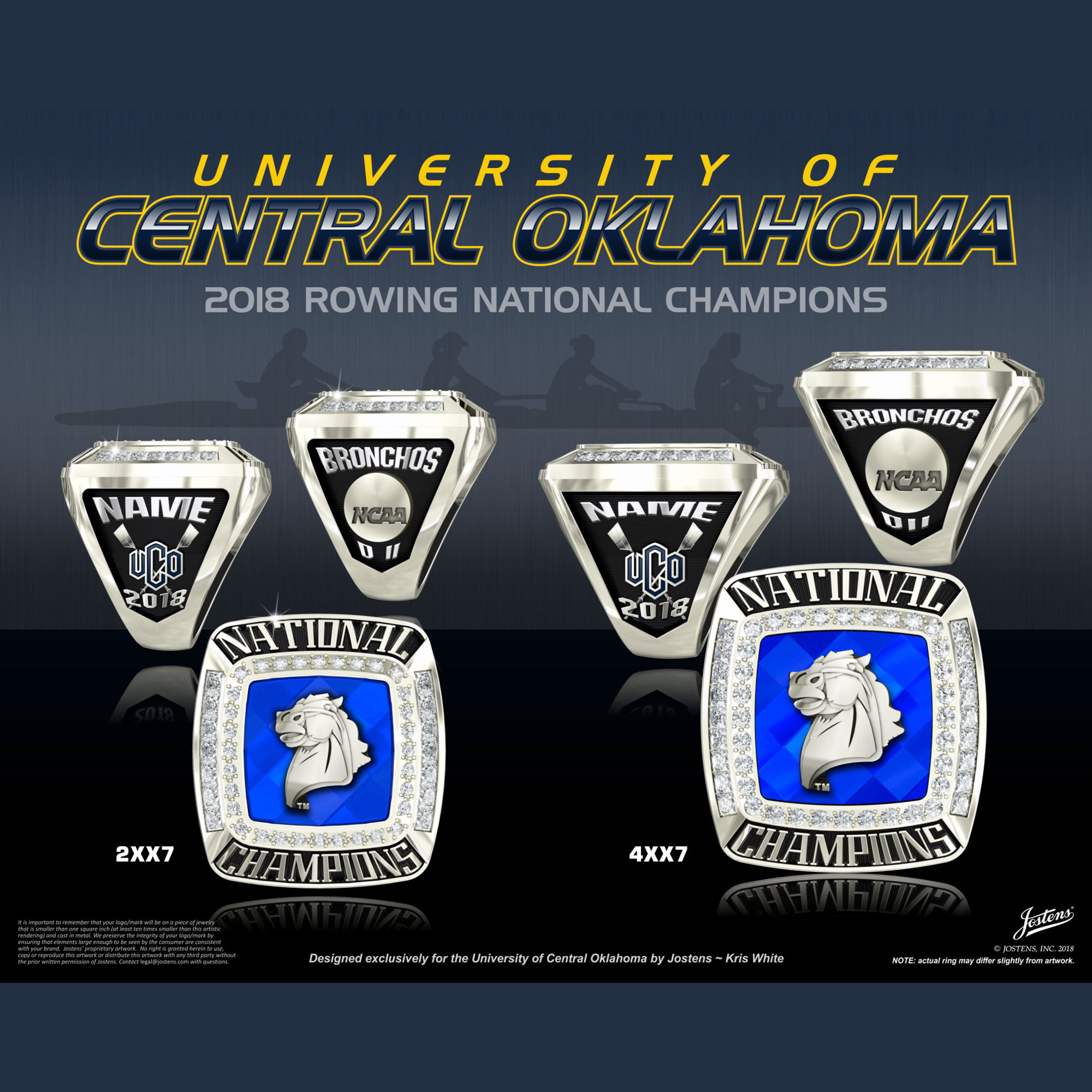 University of Central Oklahoma Men's Rowing 2018 National Championship Ring